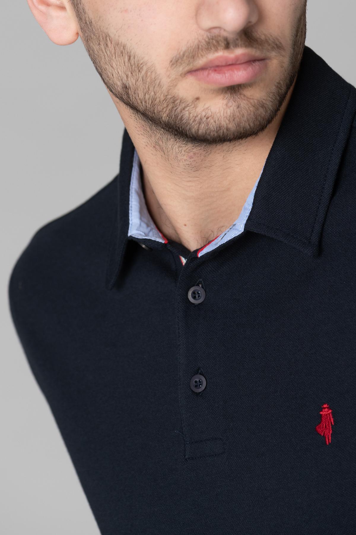 Men's navy blue polo shirt - Image n°4