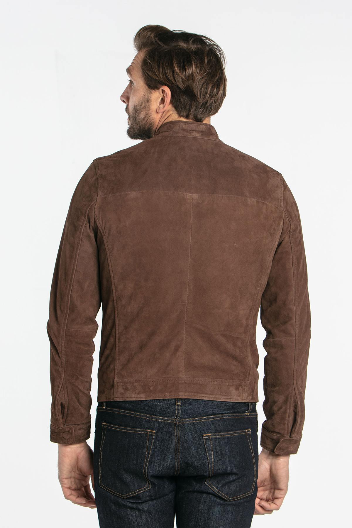 Brown suede leather jacket - Image n°3