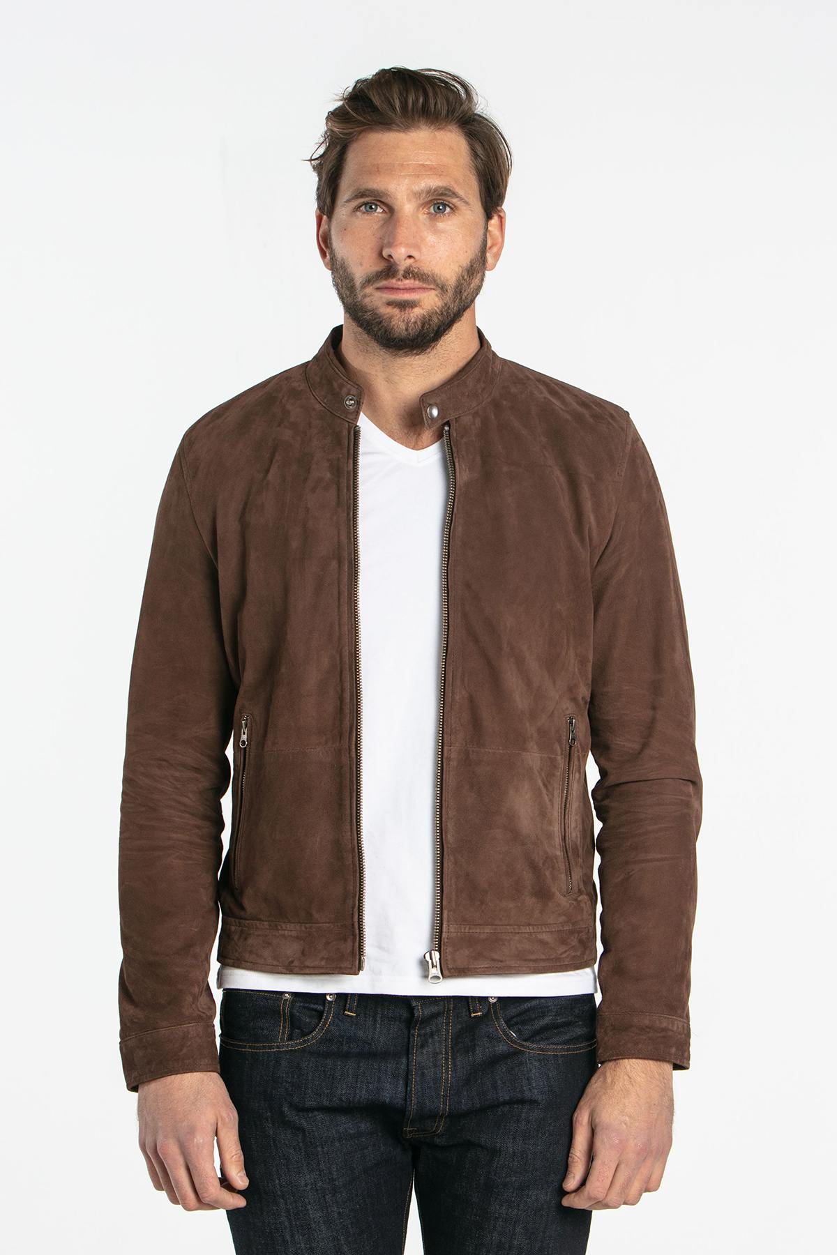 Brown suede leather jacket - Image n°5