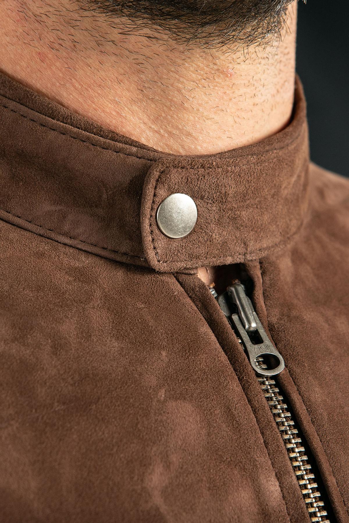 Brown suede leather jacket - Image n°2