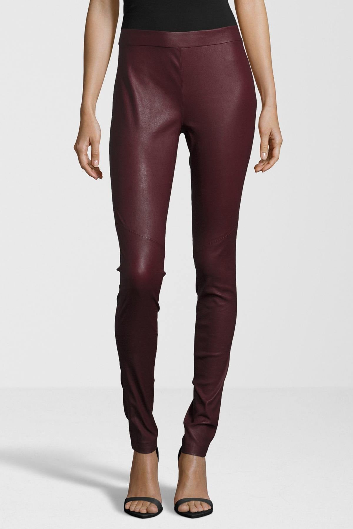 Women's red leather pants - Image n°2