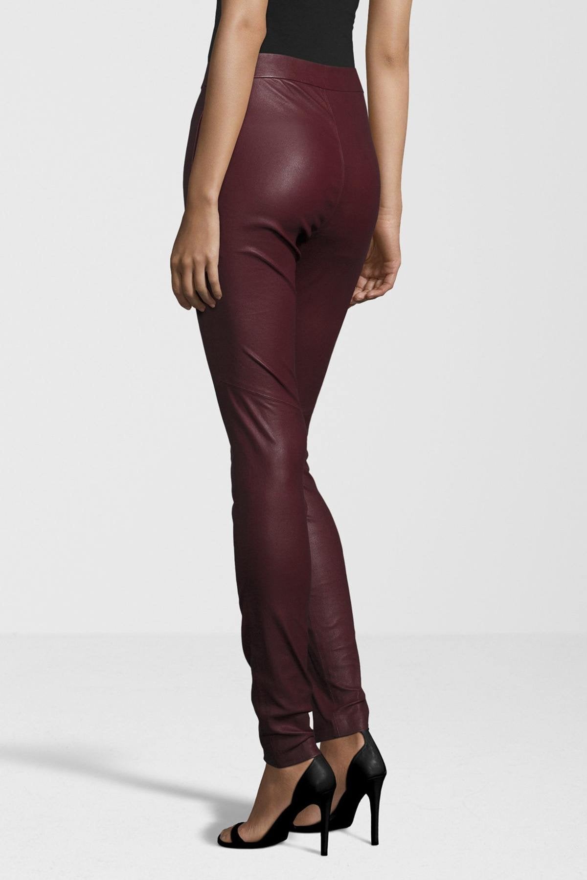 Women's red leather pants - Image n°3