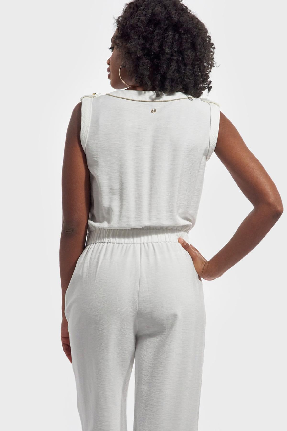 Women's white jumpsuit - Image n°3