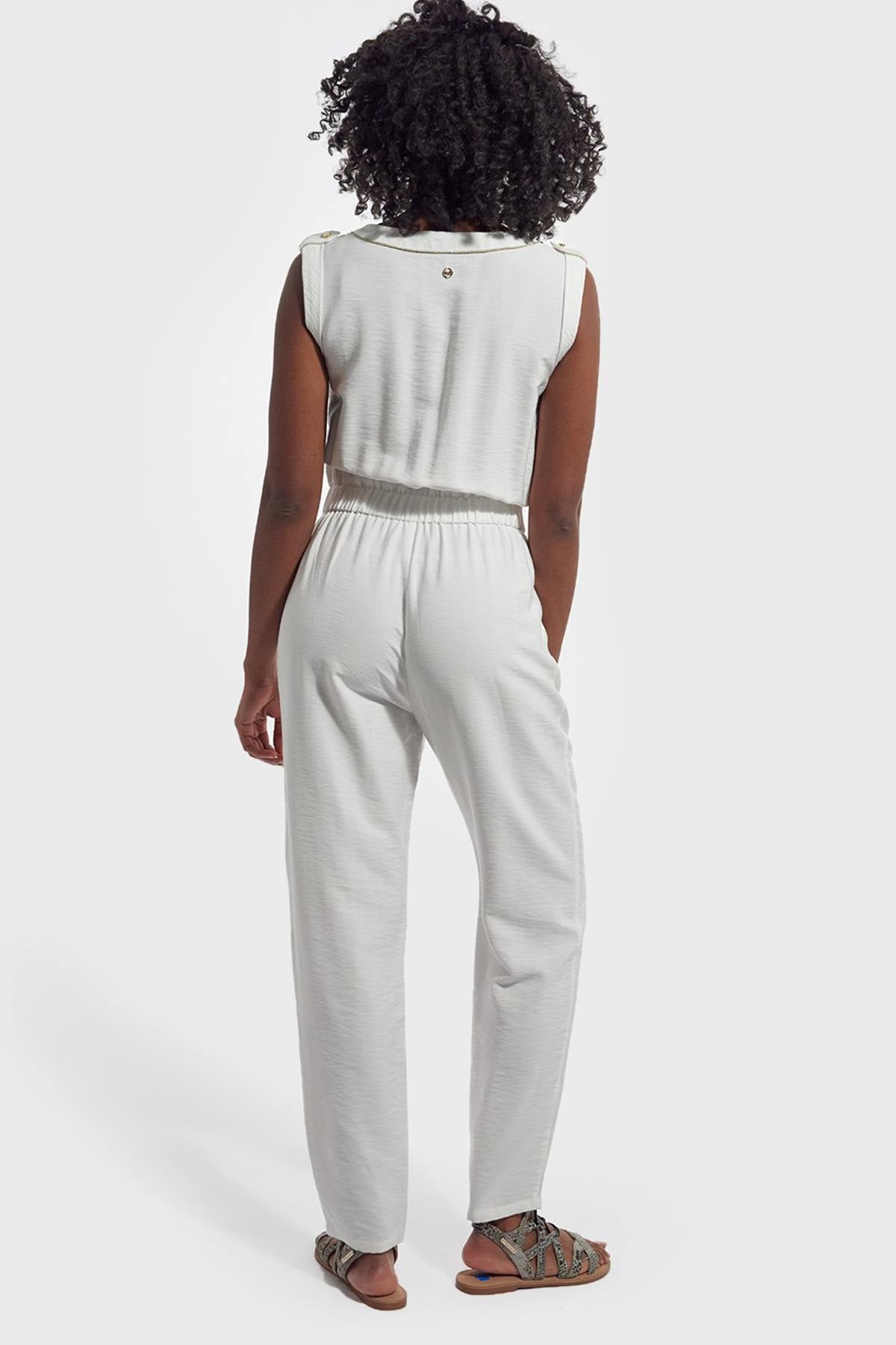 Women's white jumpsuit - Image n°4