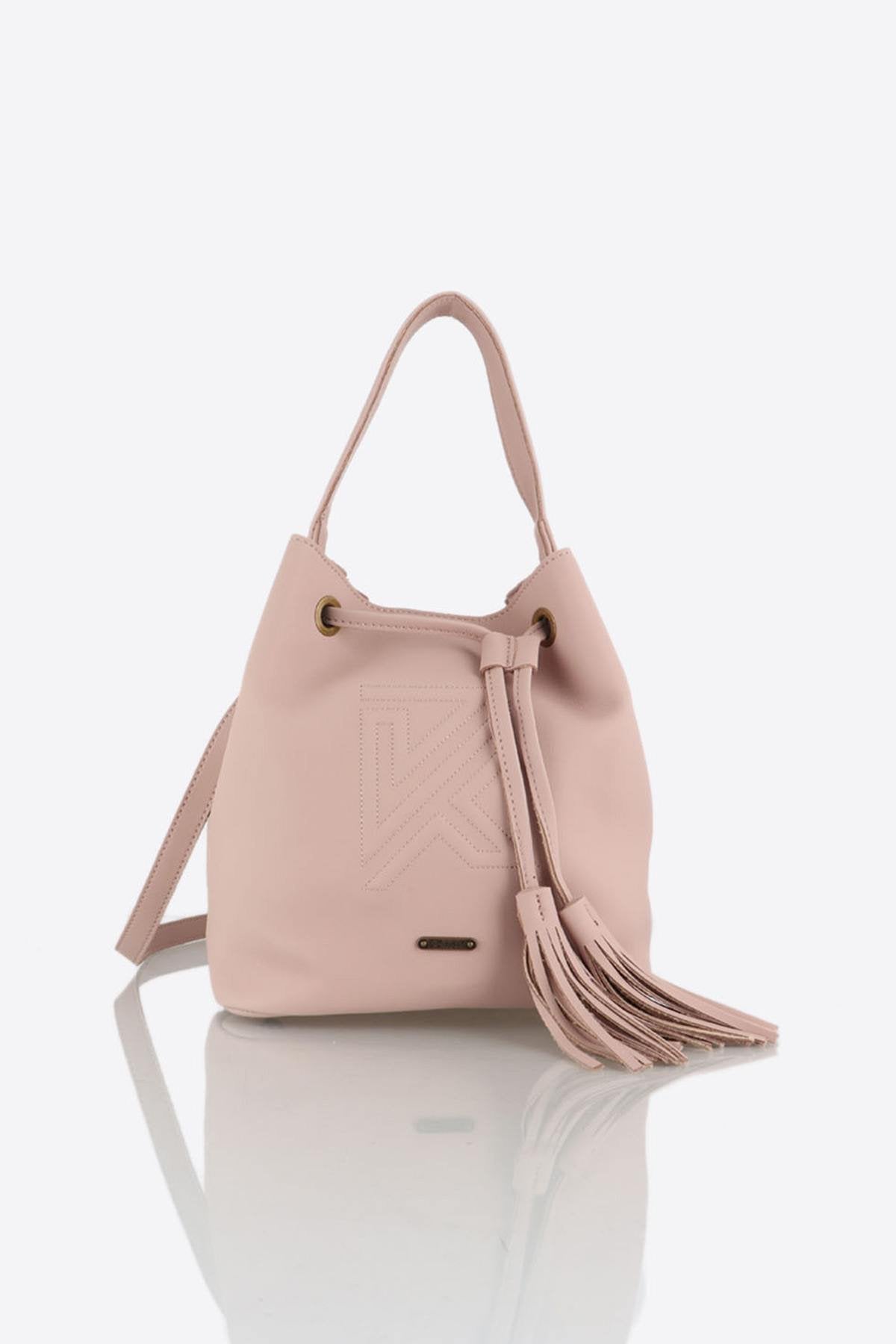 Soft pink bag with pompom - Image n°1