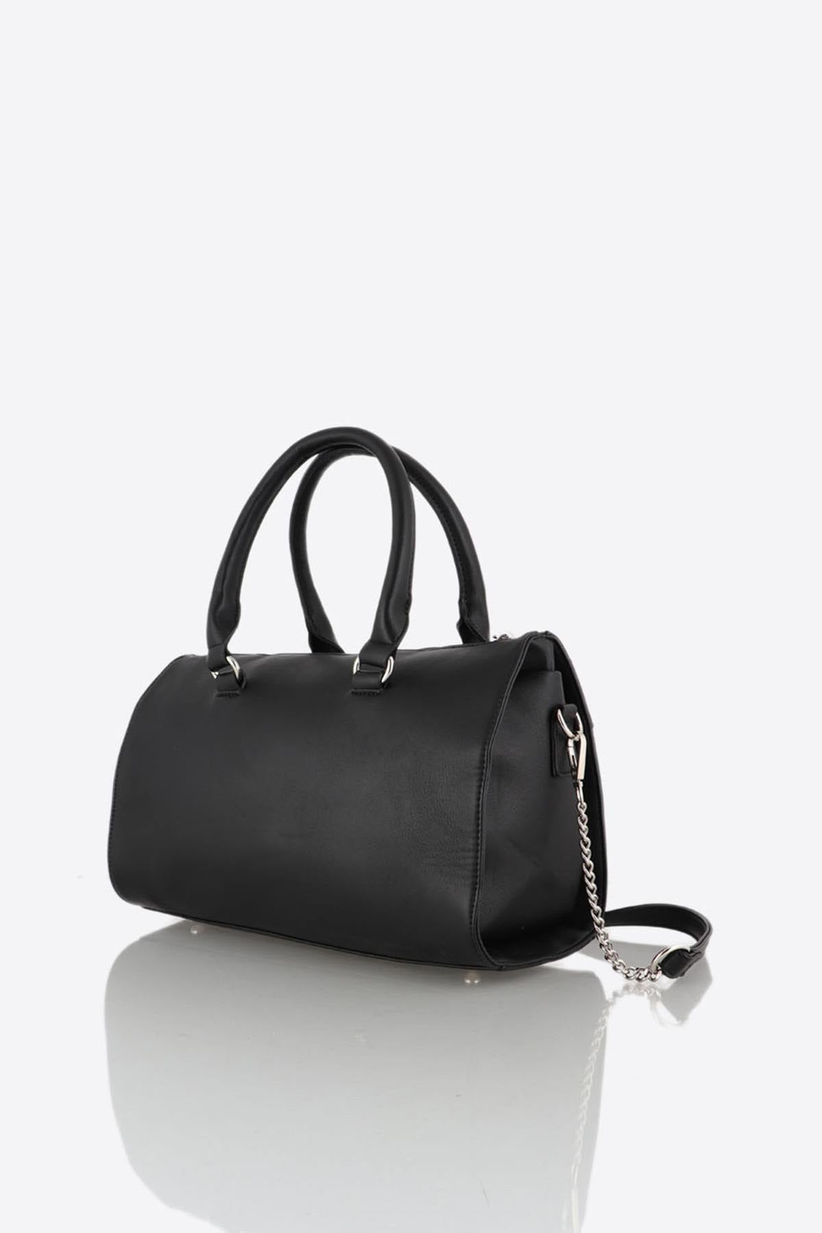 Black faux leather handbag - Image n°3