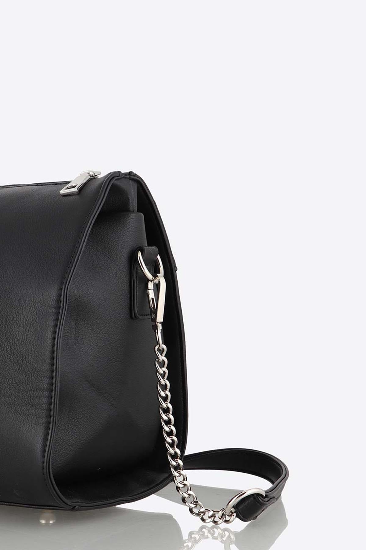 Black faux leather handbag - Image n°2