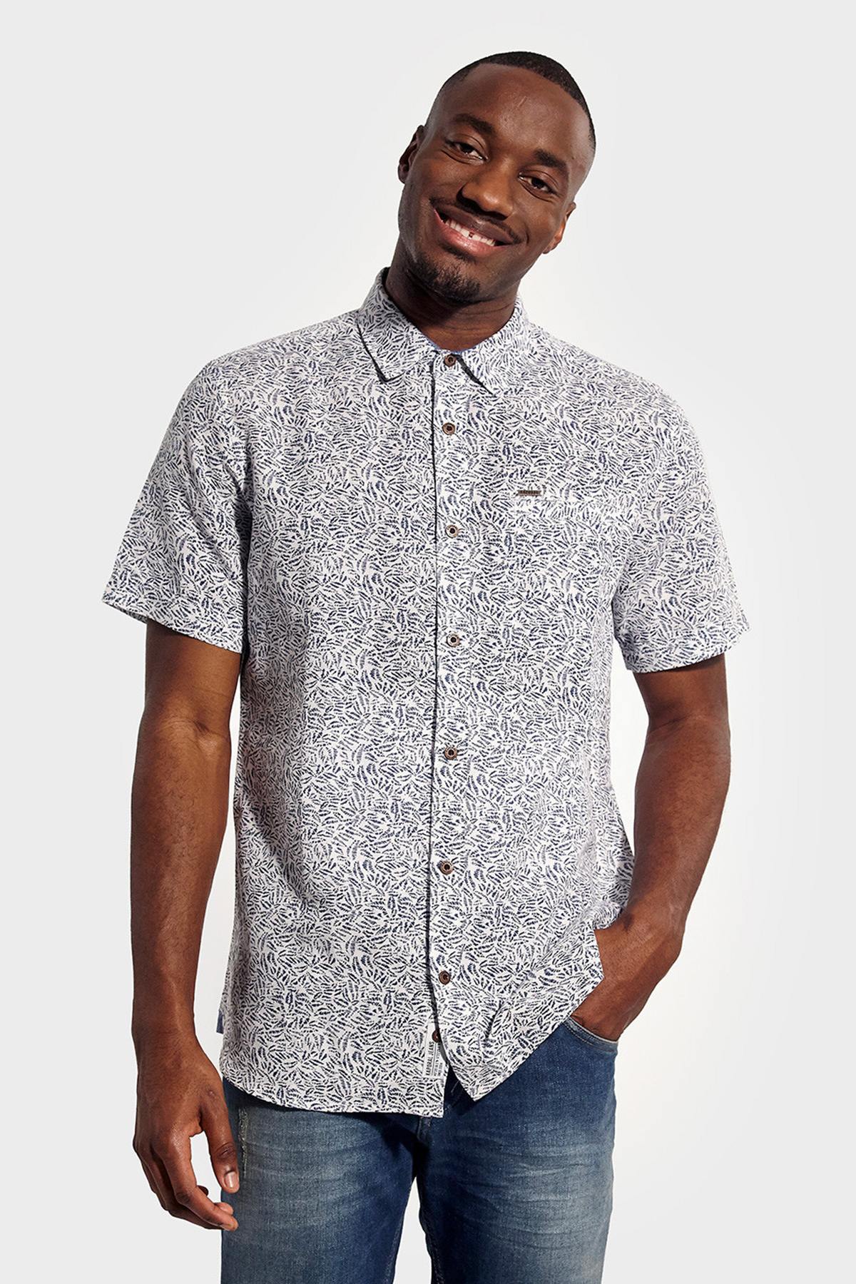 White printed short-sleeved shirt - Image n°1