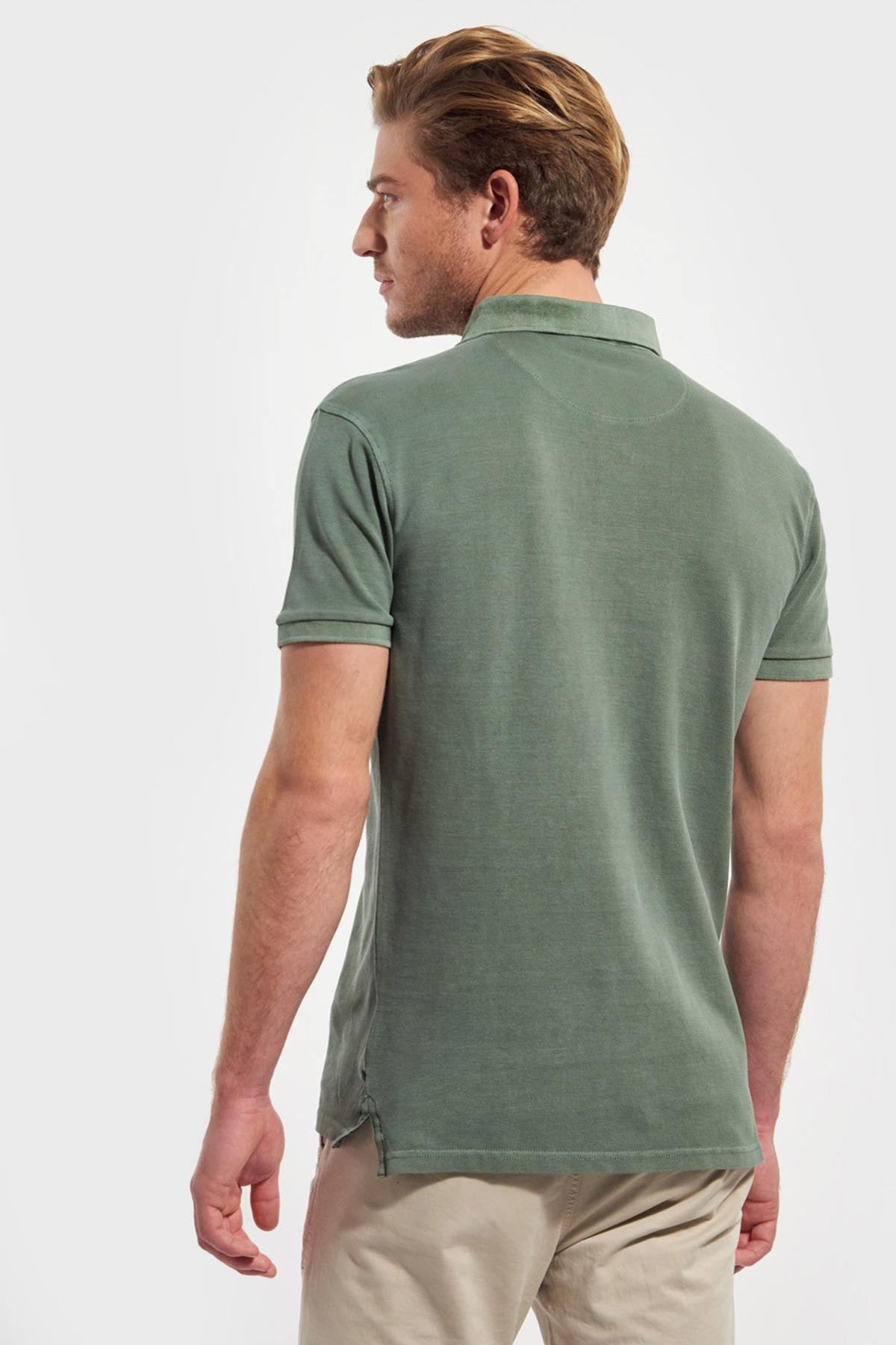 Khaki straight cut polo shirt - Image n°2