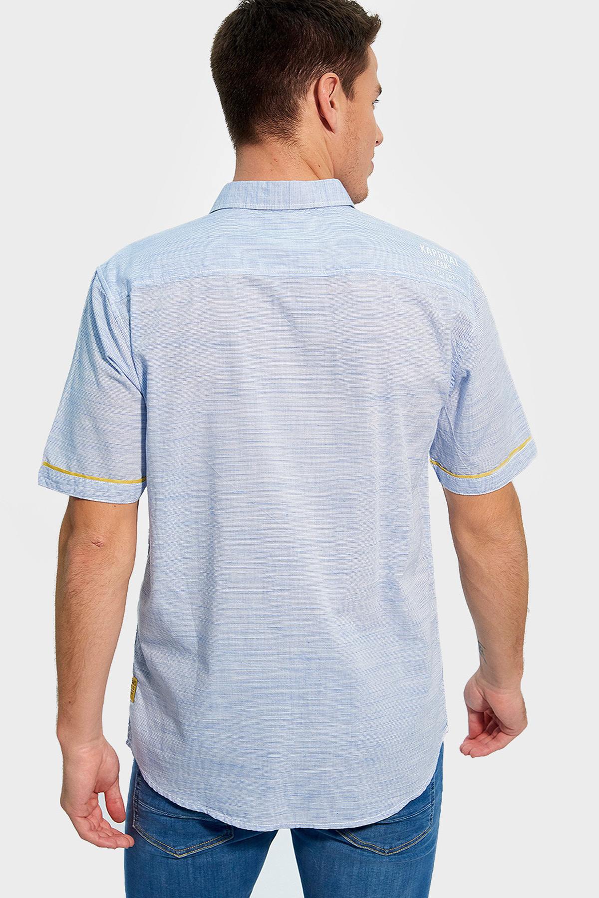 Men's short-sleeved striped shirt - Image n°3