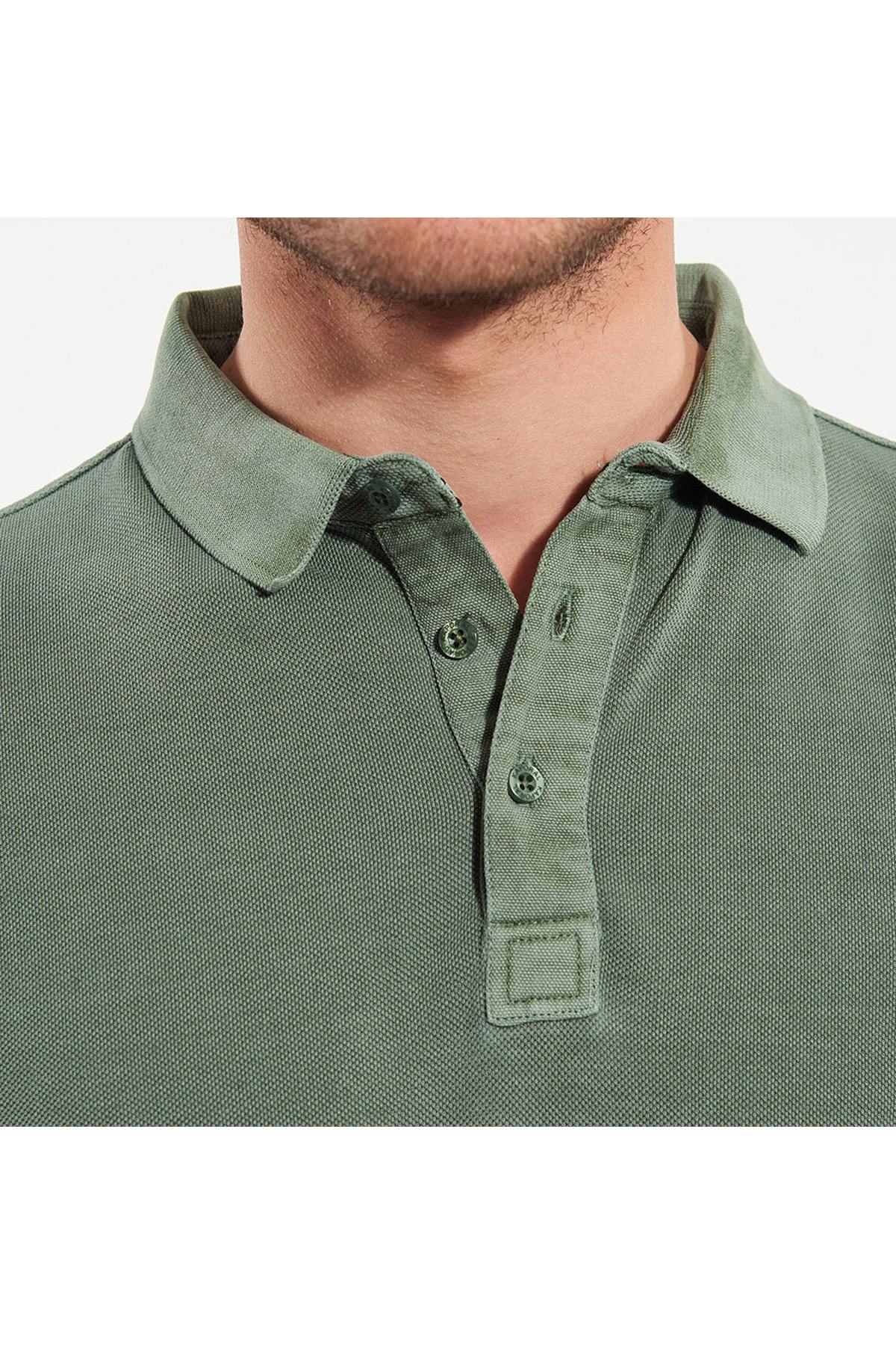 Khaki straight cut polo shirt - Image n°6