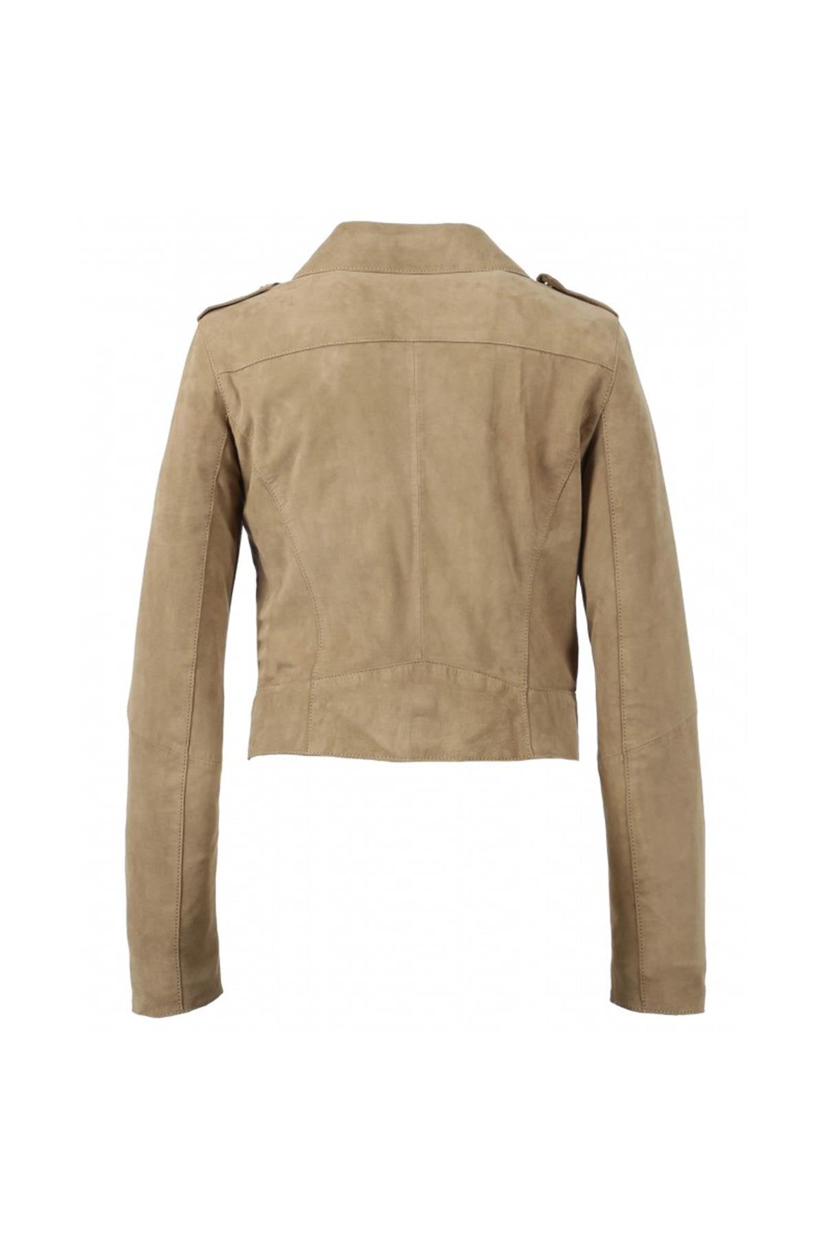 Short perfecto in beige suede leather - Image n°8