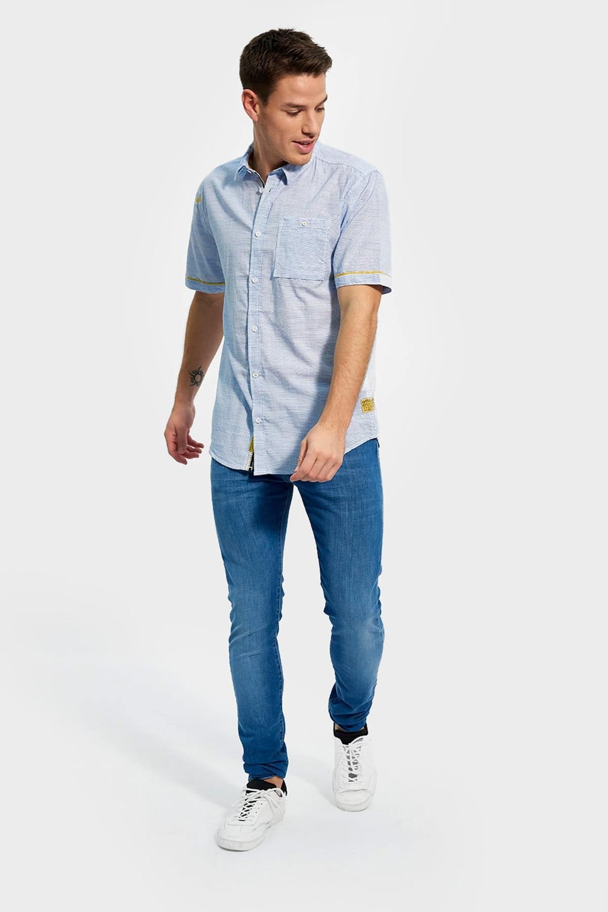 Men's short-sleeved striped shirt - Image n°2