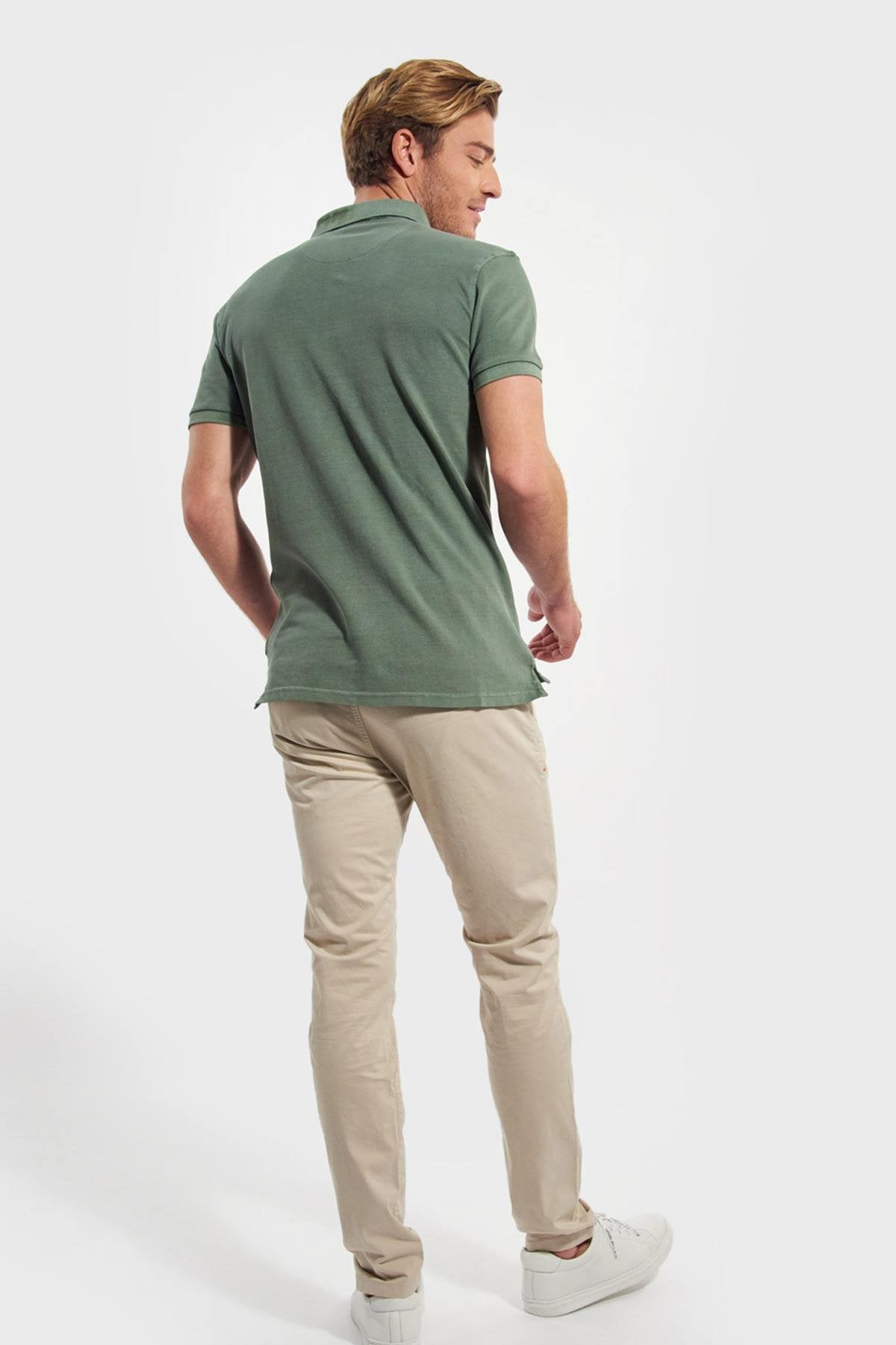 Khaki straight cut polo shirt - Image n°4