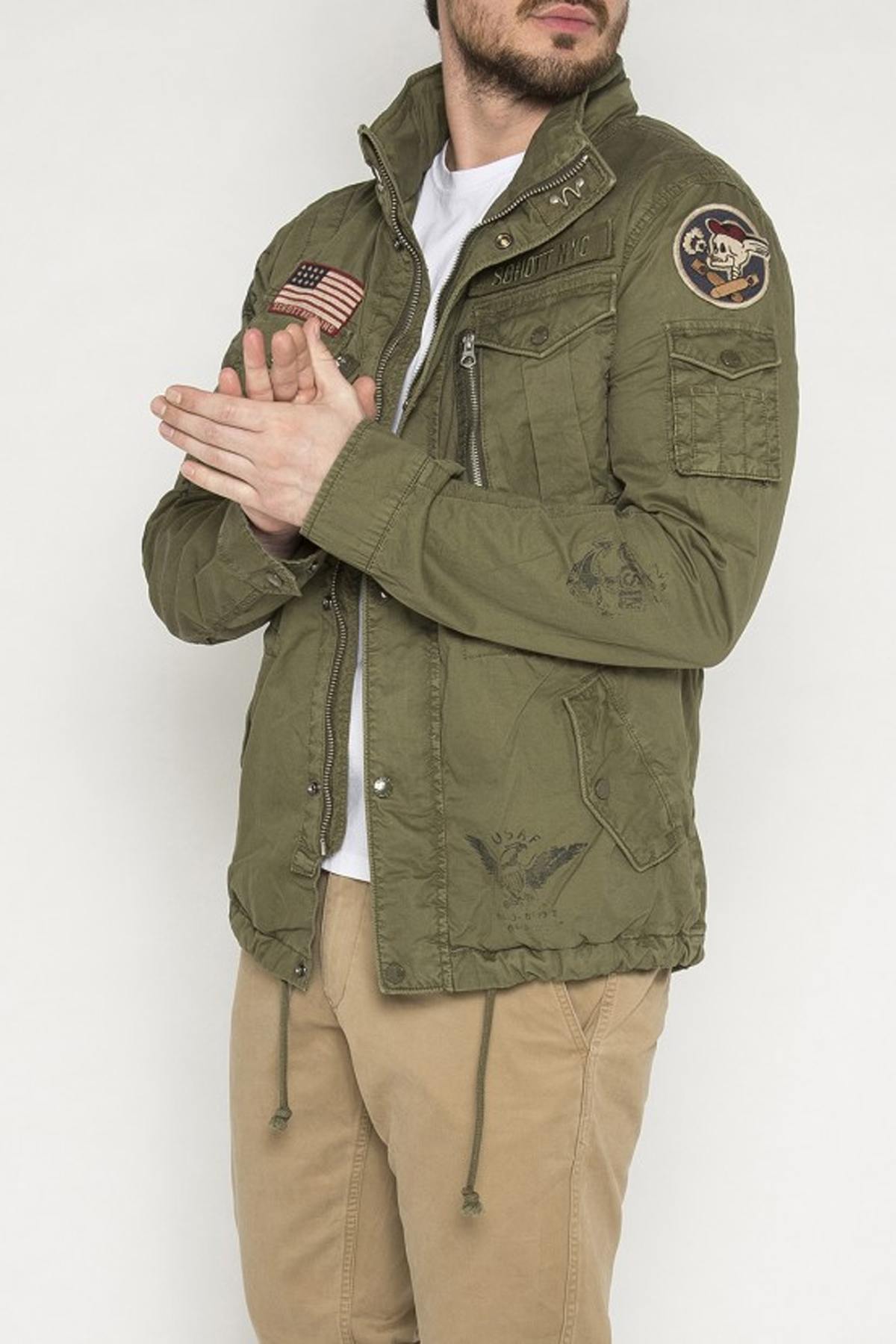 Badged khaki combat jacket - Image n°1