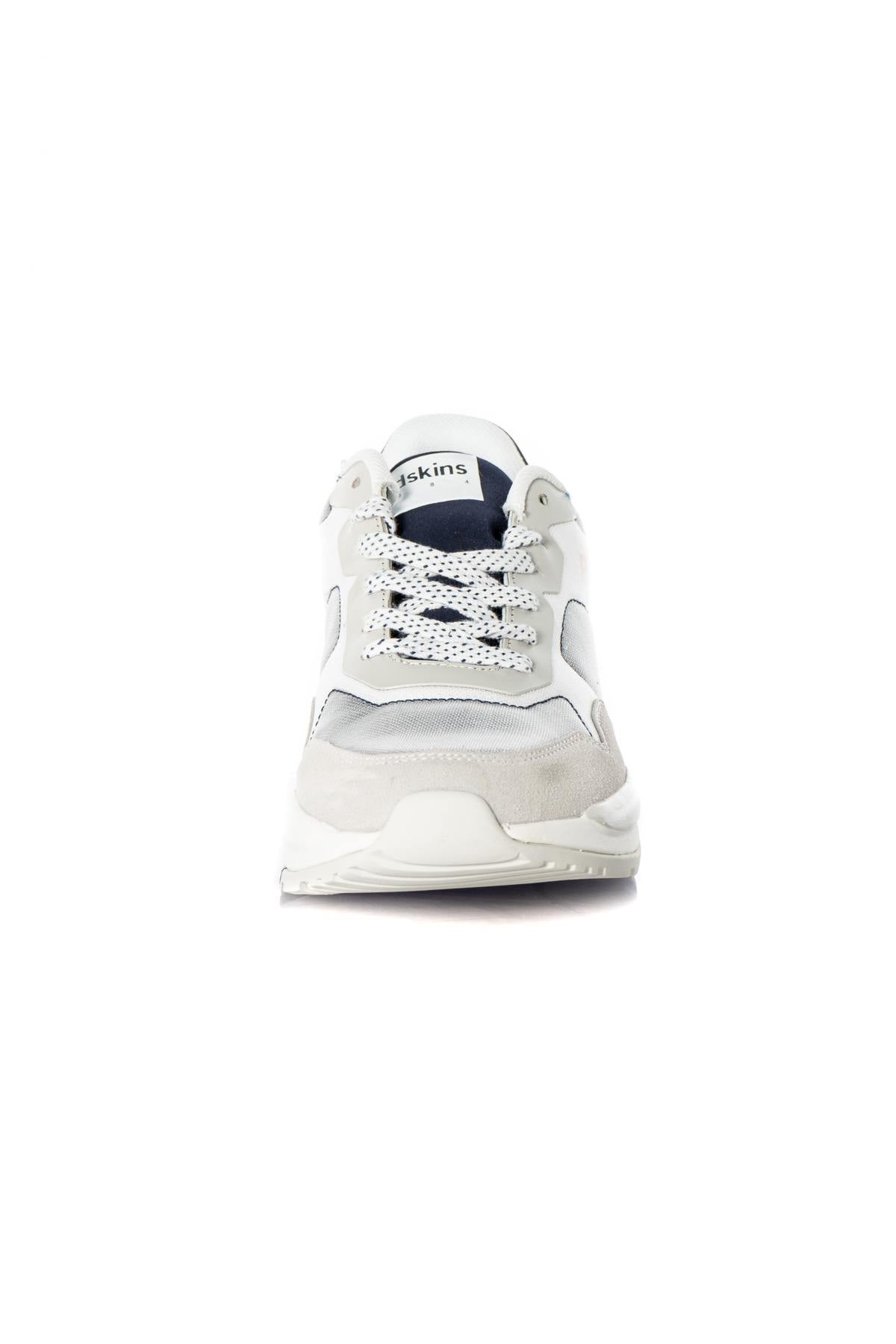 White and navy synthetic leather sneakers - Image n°6