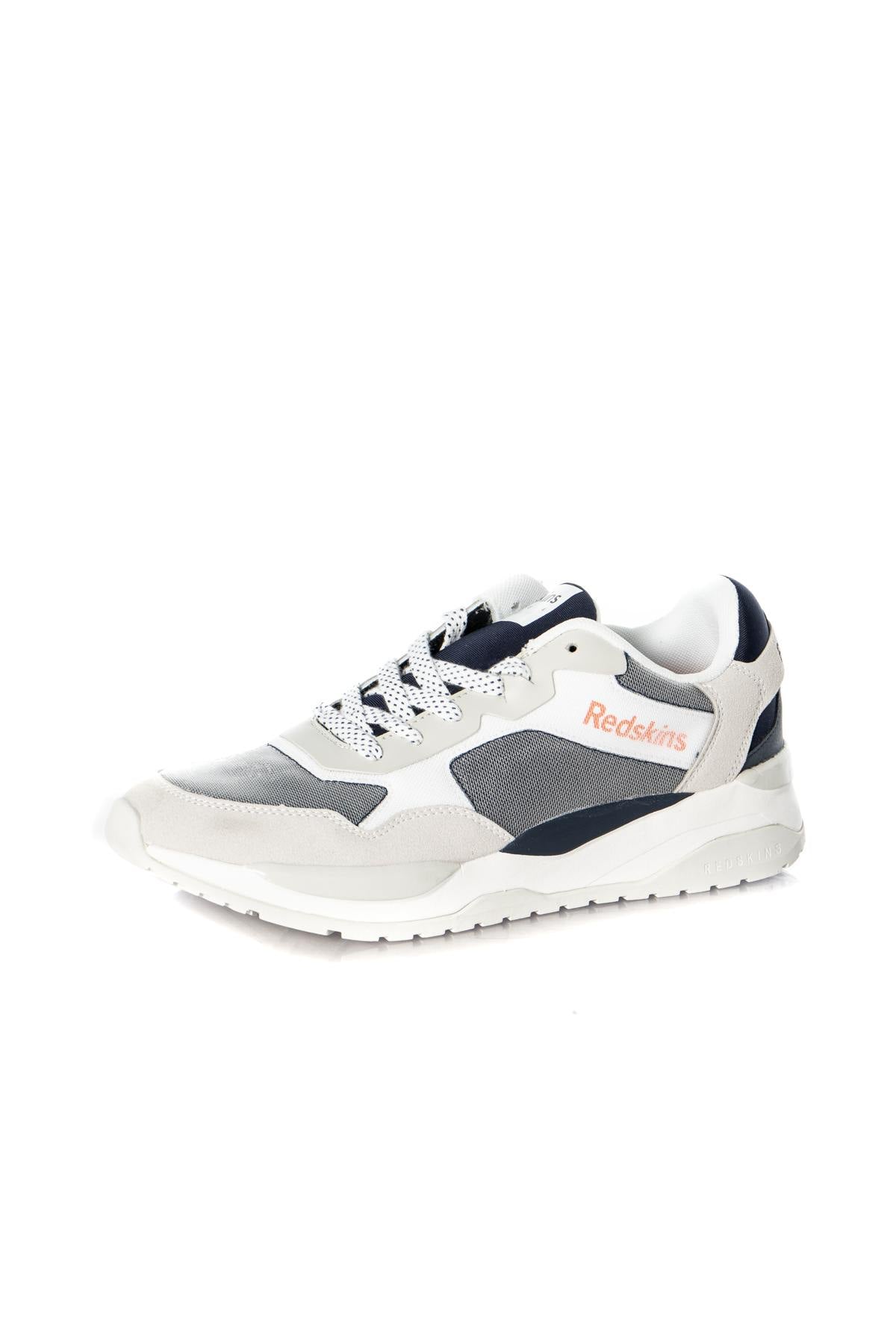 White and navy synthetic leather sneakers - Image n°8