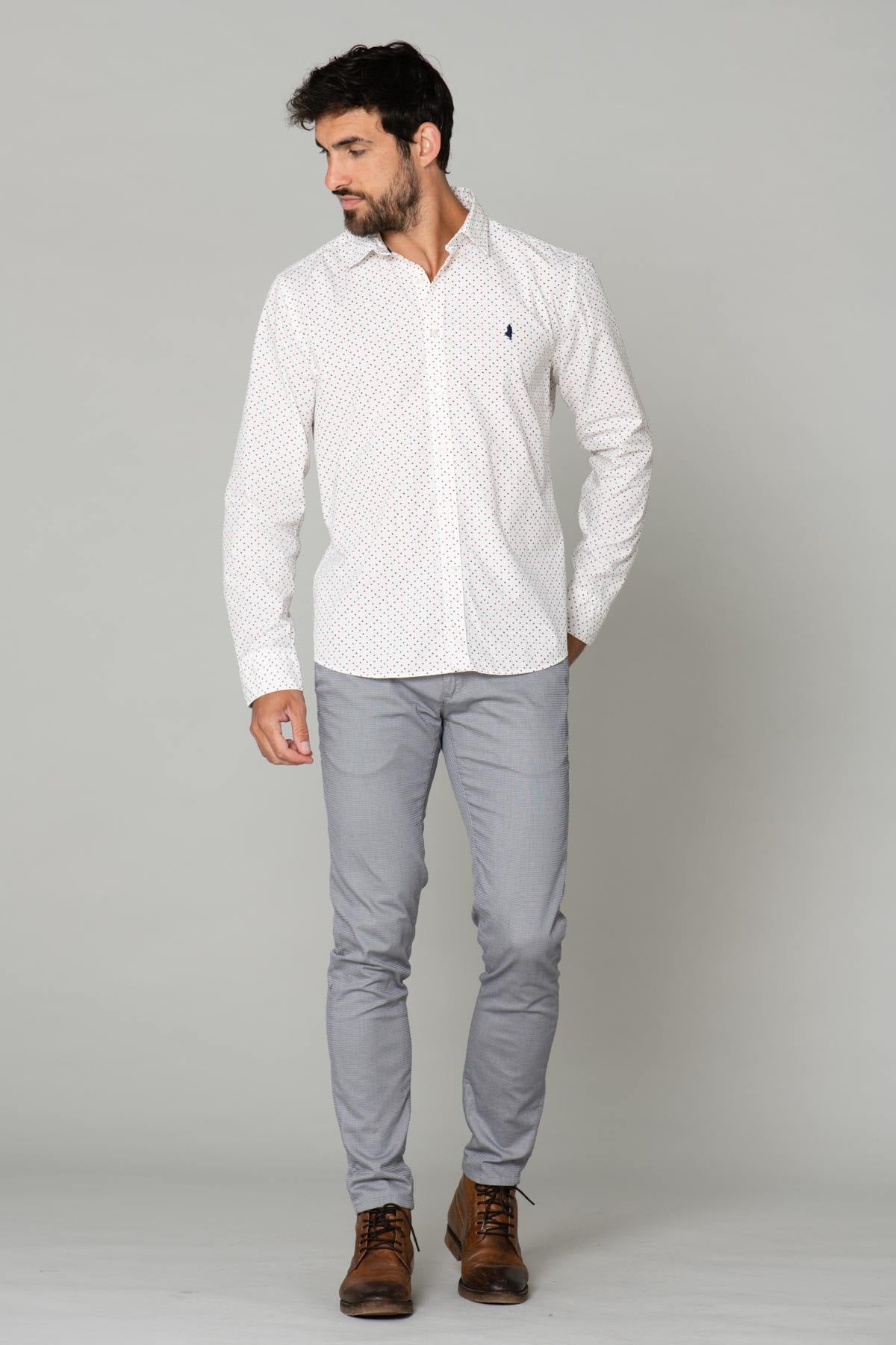 White patterned cotton shirt - Image n°2