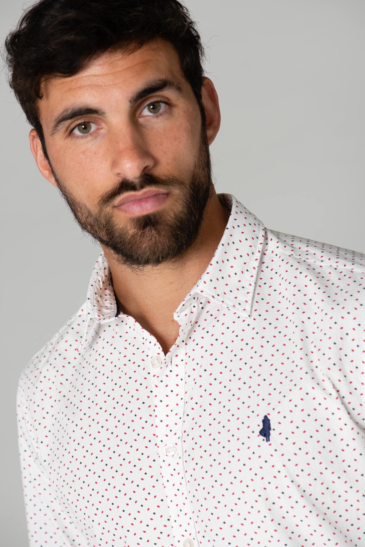 White patterned cotton shirt - Image n°5