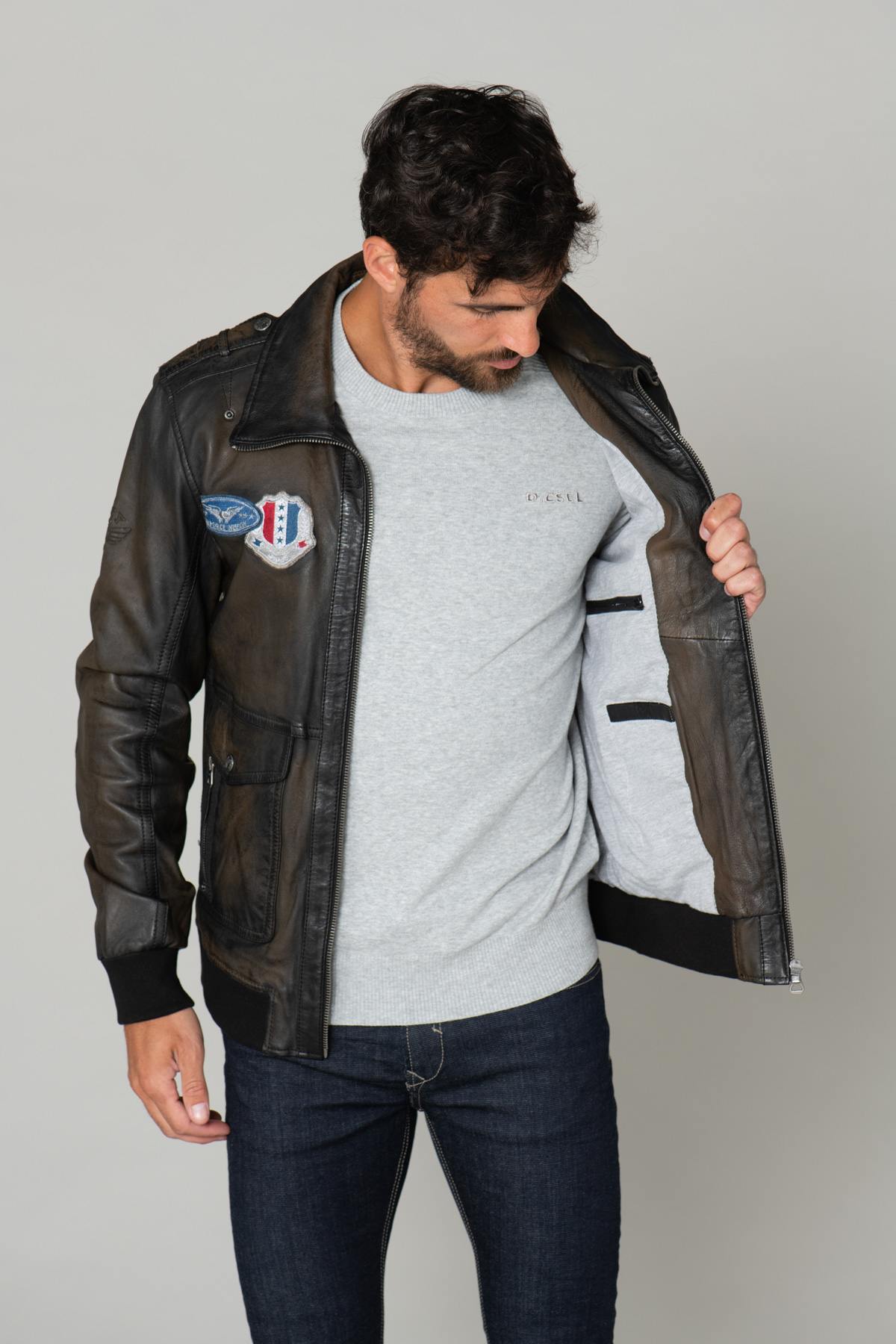 Aviator with brown leather patches - Image n°4