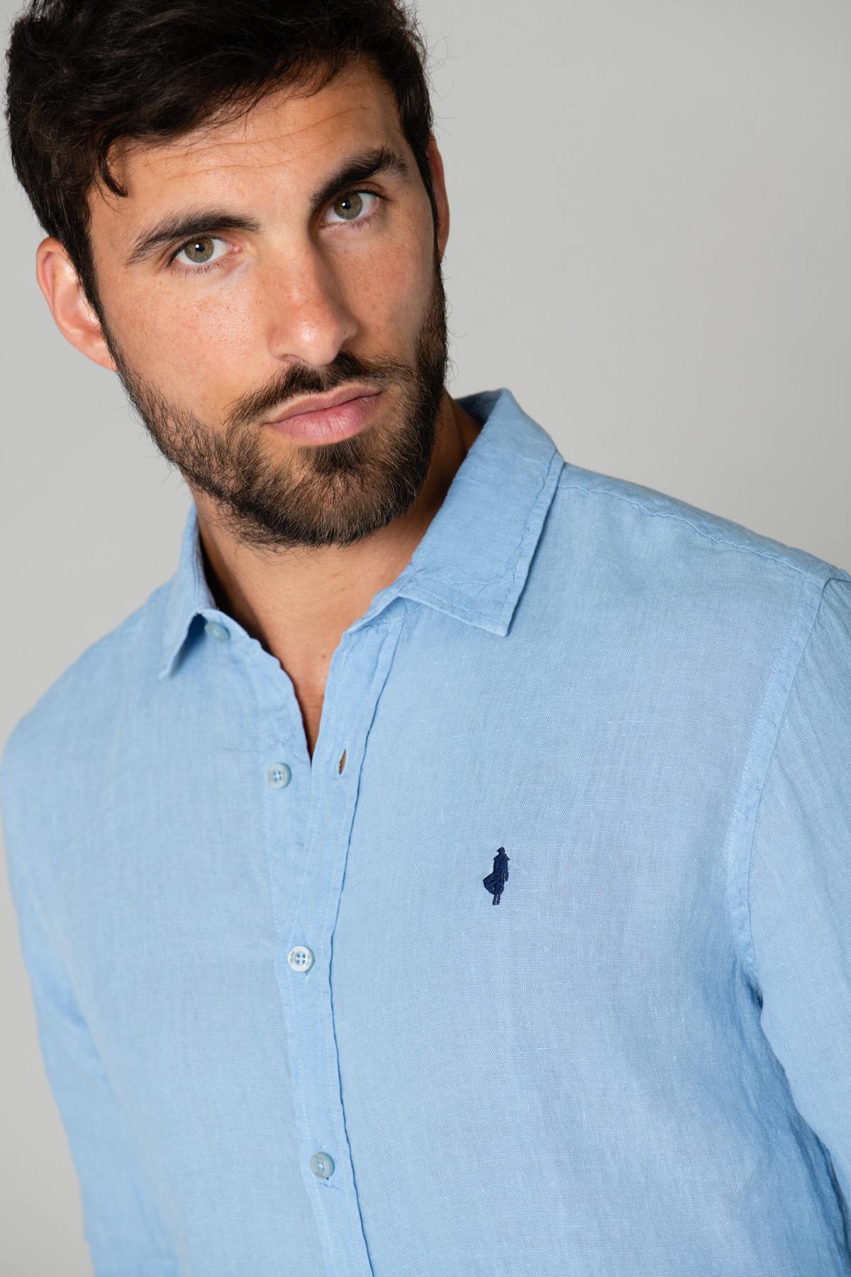 Light blue linen shirt - Image n°4