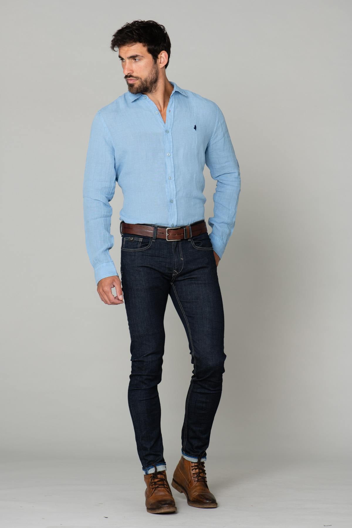 Light blue linen shirt - Image n°2