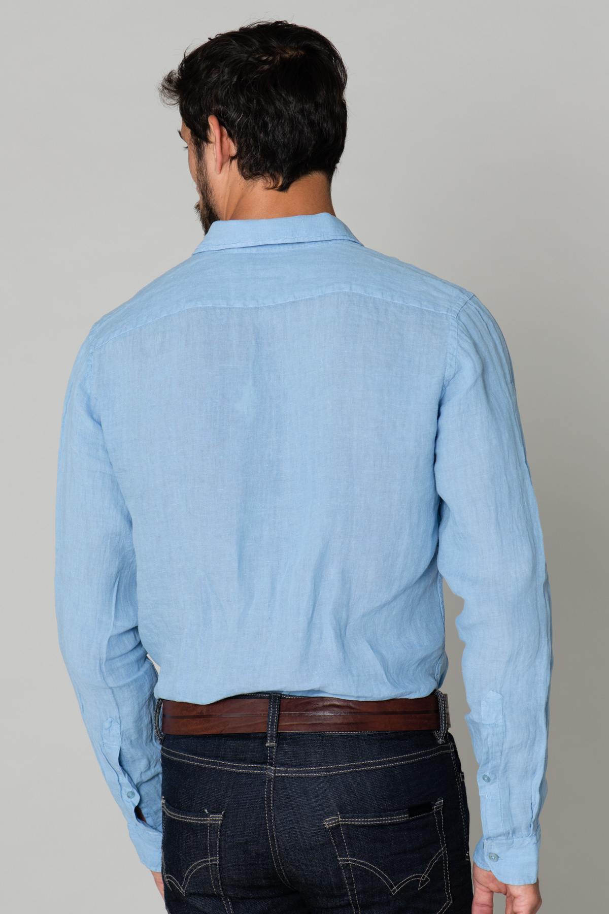 Light blue linen shirt - Image n°3