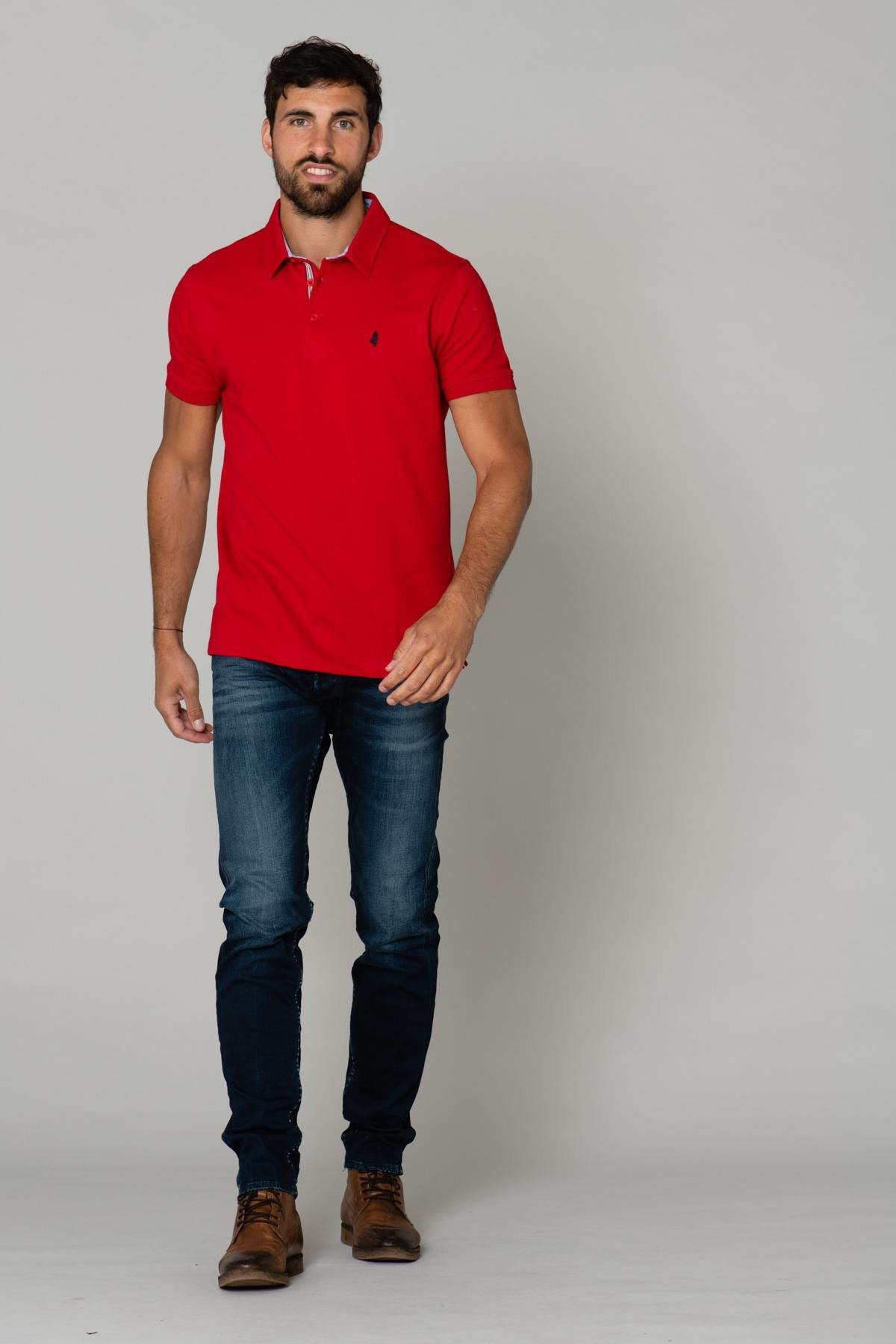 Men's chic red polo shirt - Image n°2