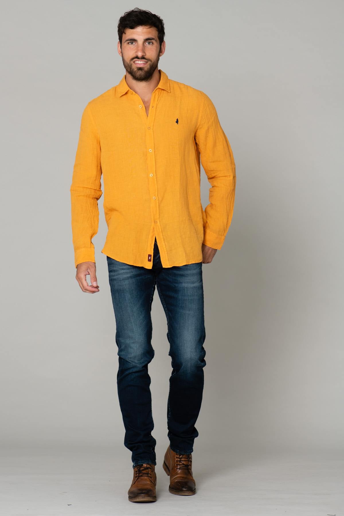 Yellow linen shirt - Image n°3