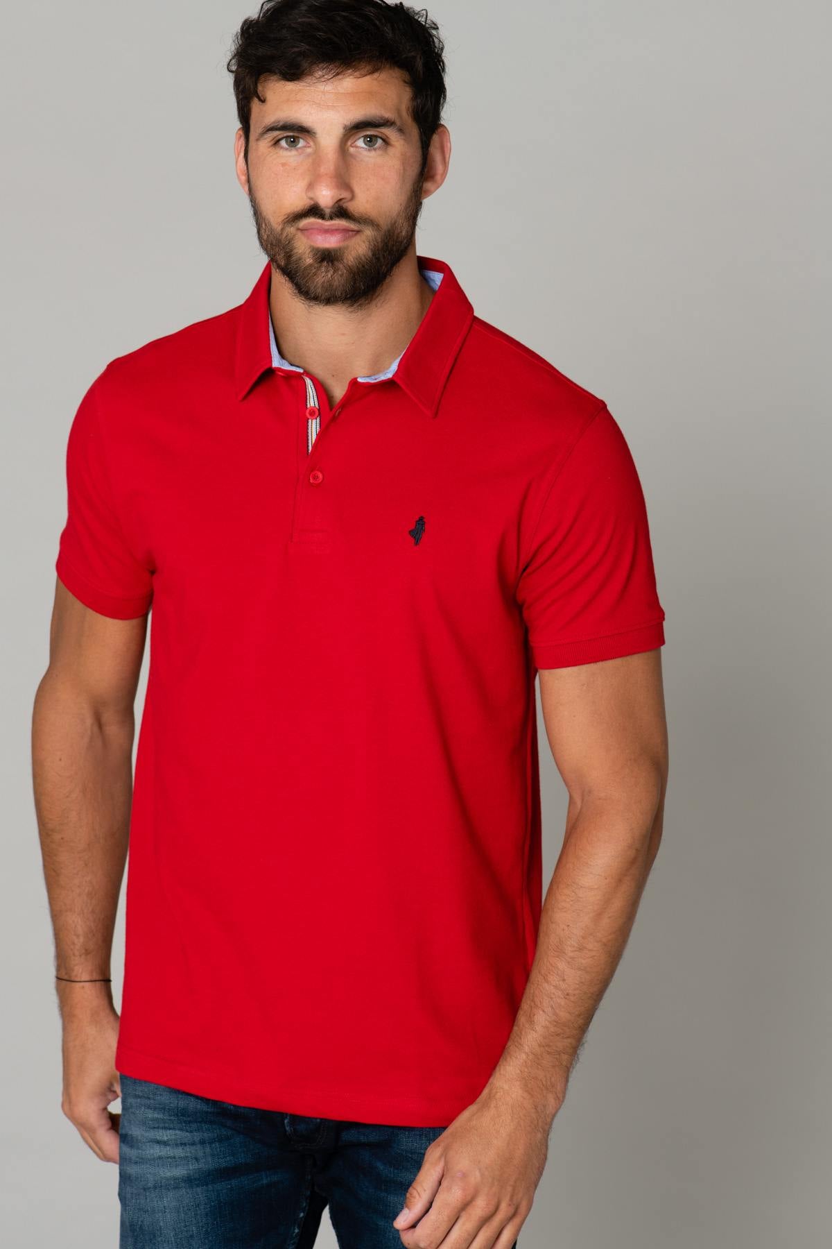 Men's chic red polo shirt - Image n°1