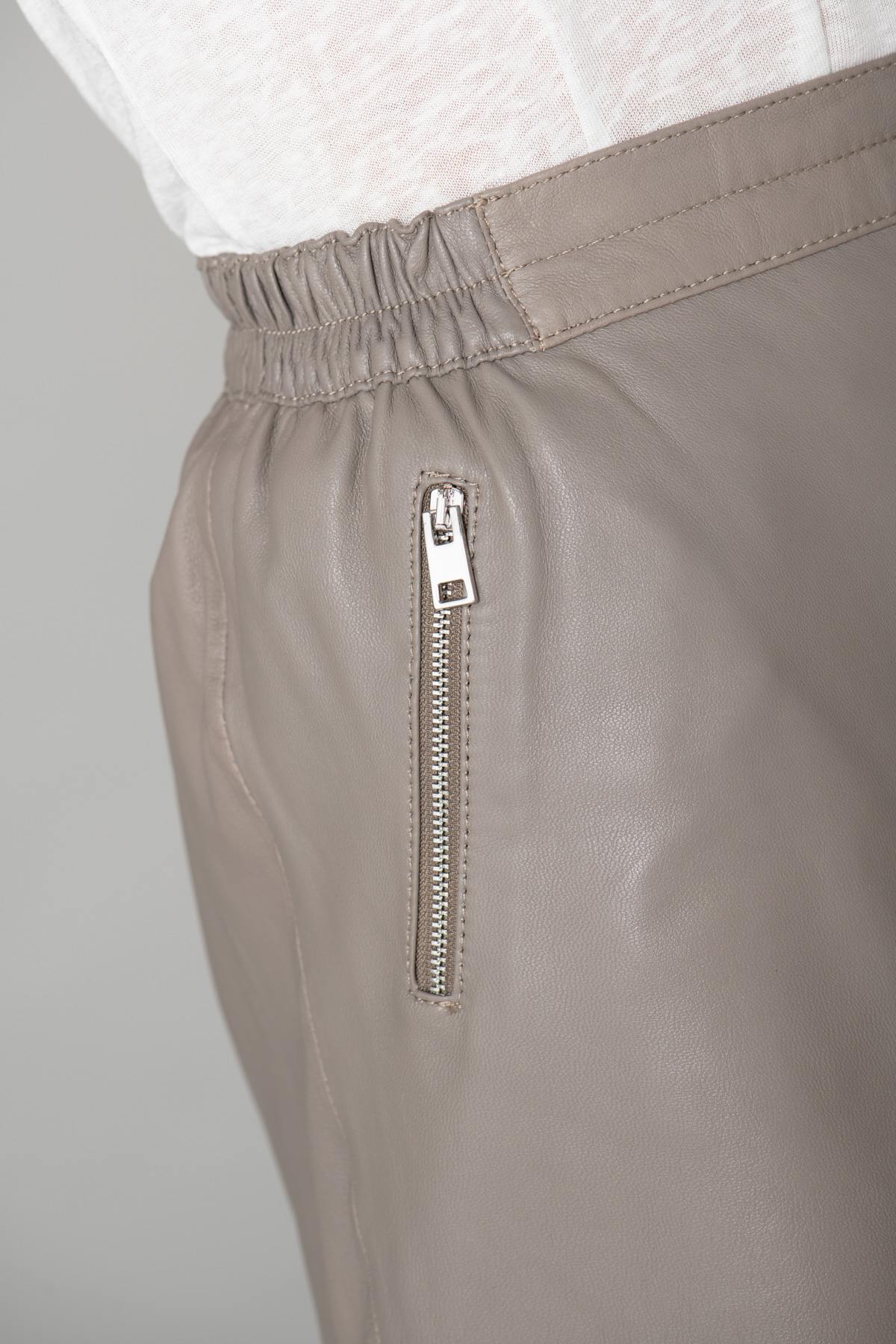 Putty-colored leather skirt - Image n°4