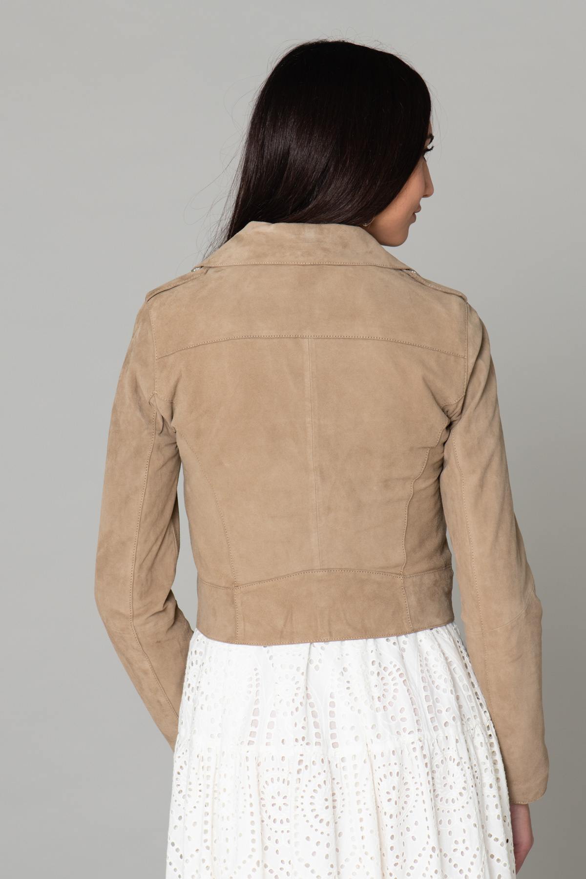 Short perfecto in beige suede leather - Image n°4