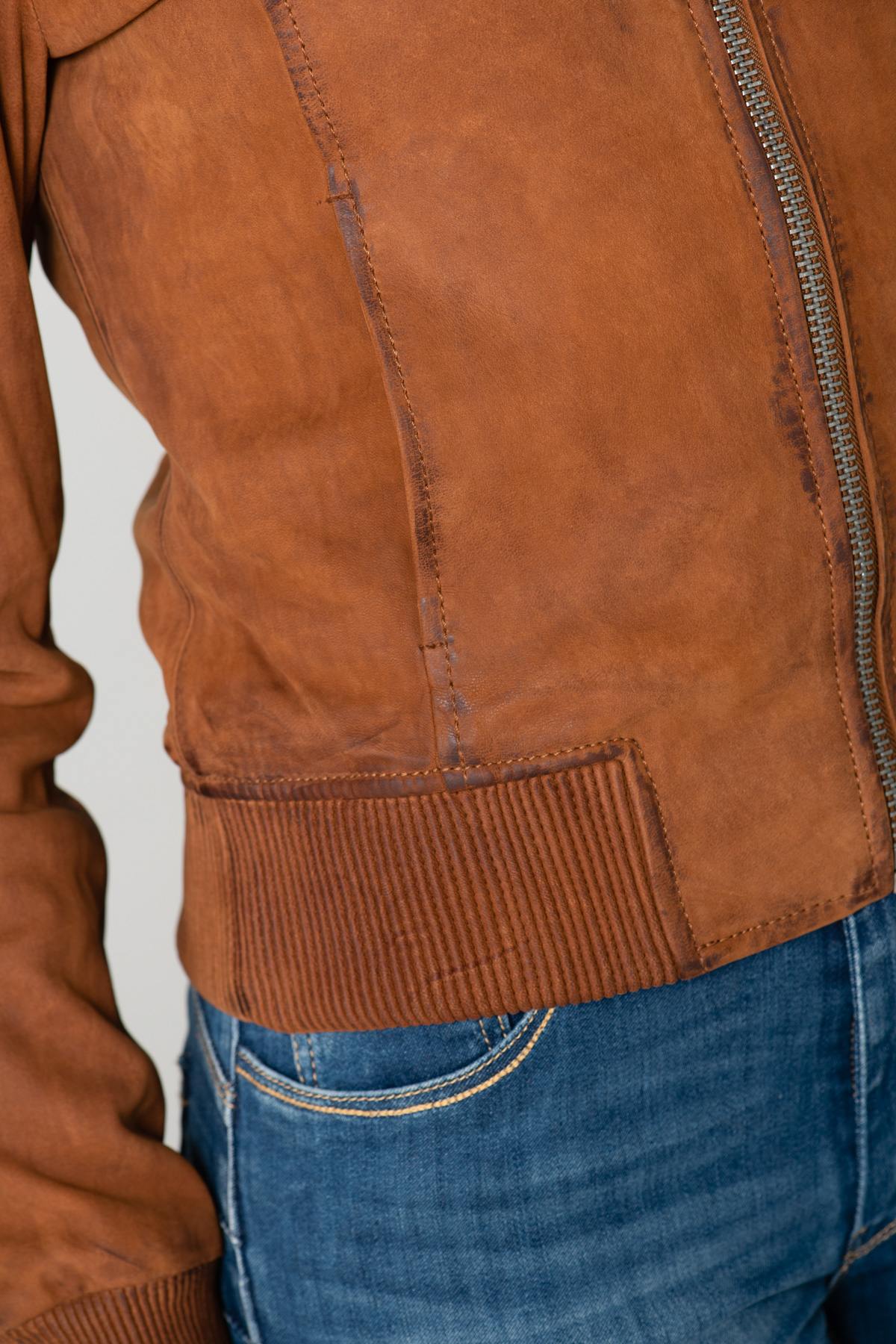 Brown nubuck leather jacket - Image n°7