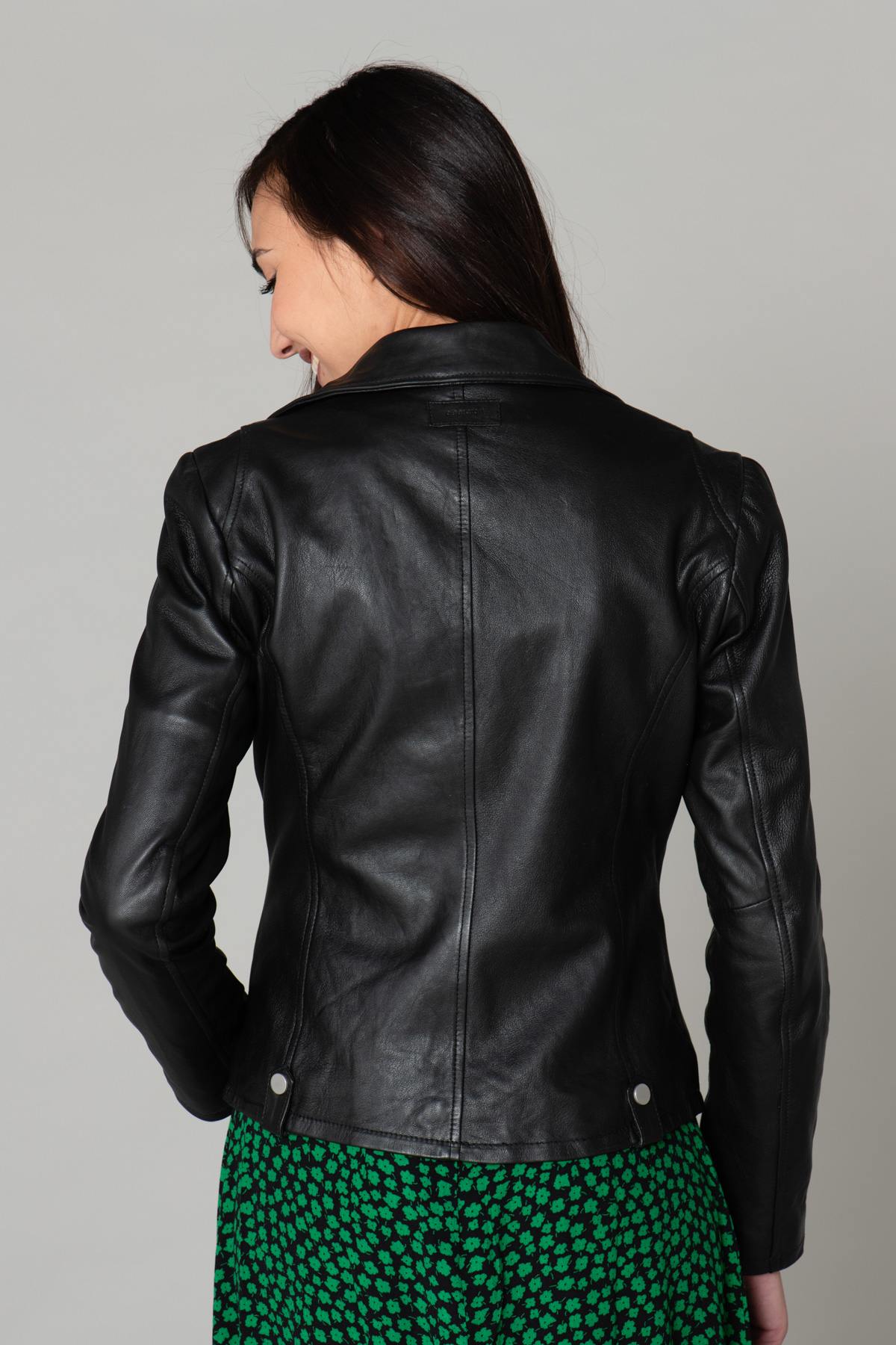 Women's black leather perfecto - Image n°4