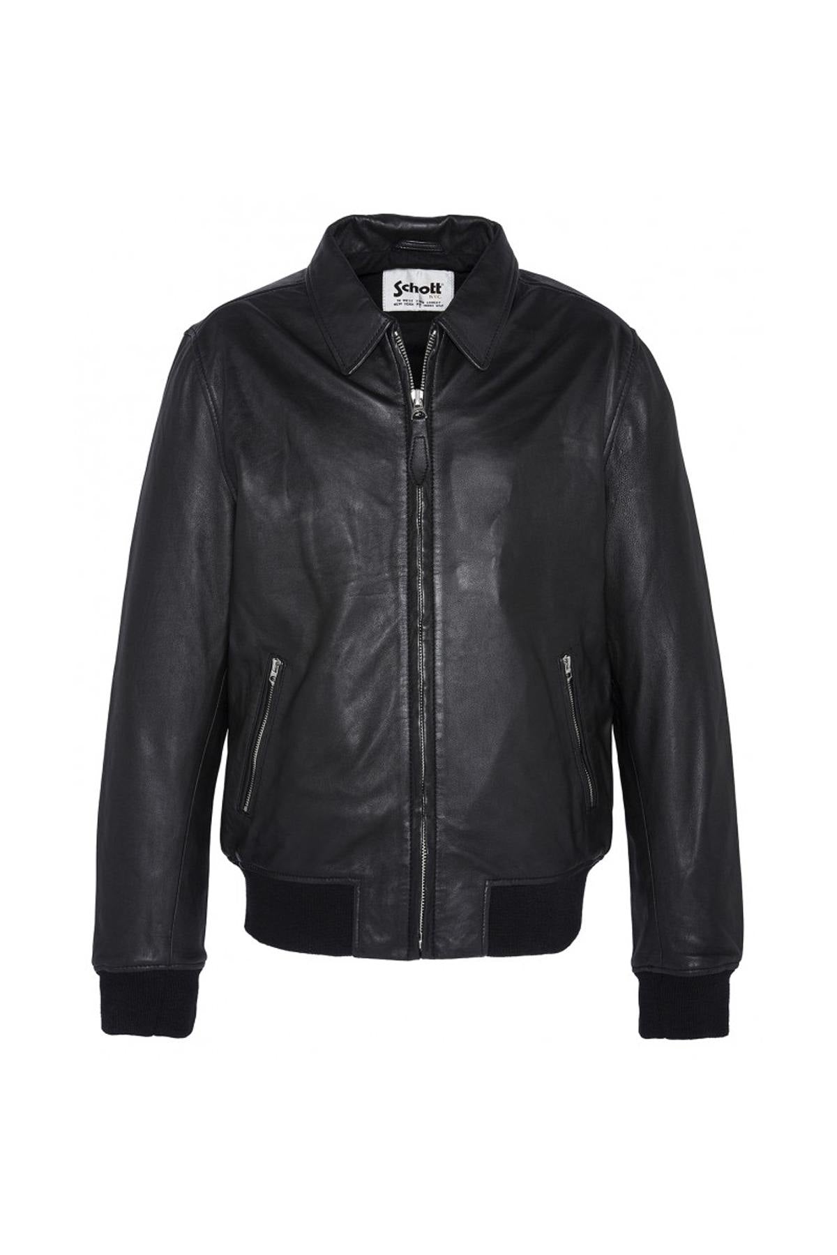 Men's black leather bomber jacket - Image n°6