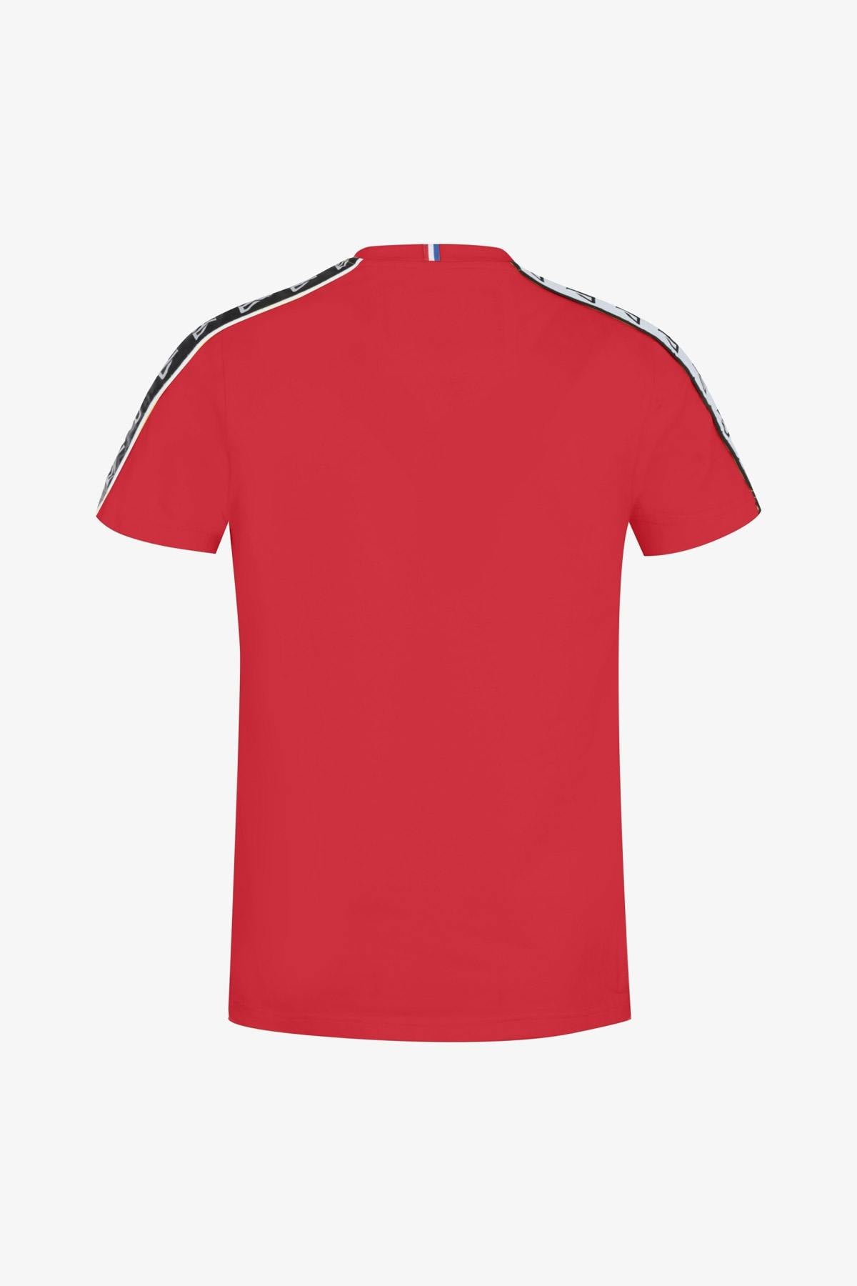 Red t-shirt with white and black piping - Image n°1