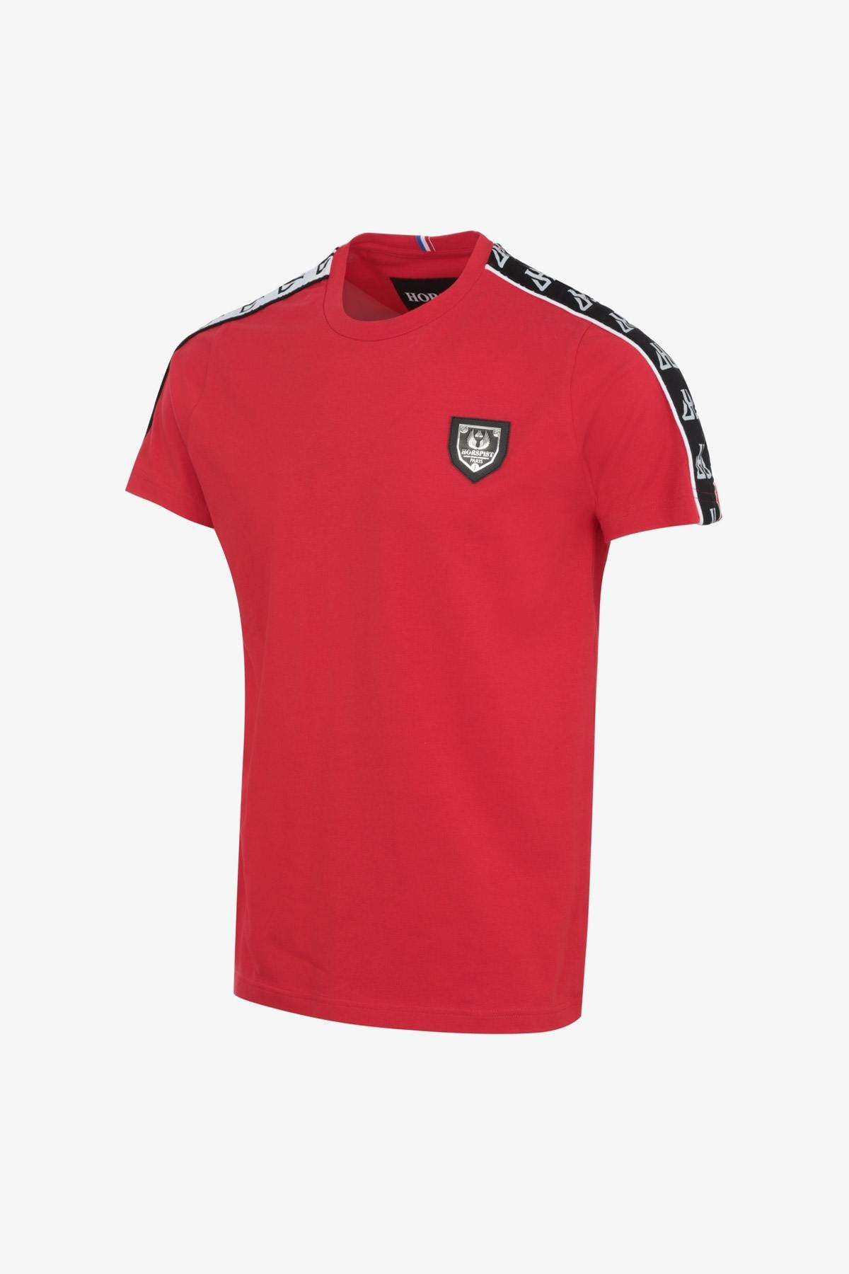 Red t-shirt with white and black piping - Image n°2