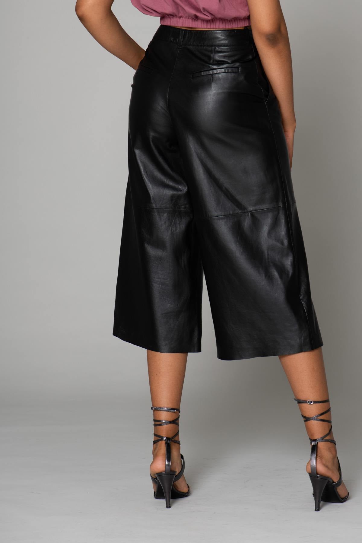 70's culotte style wide leather pants - Image n°5