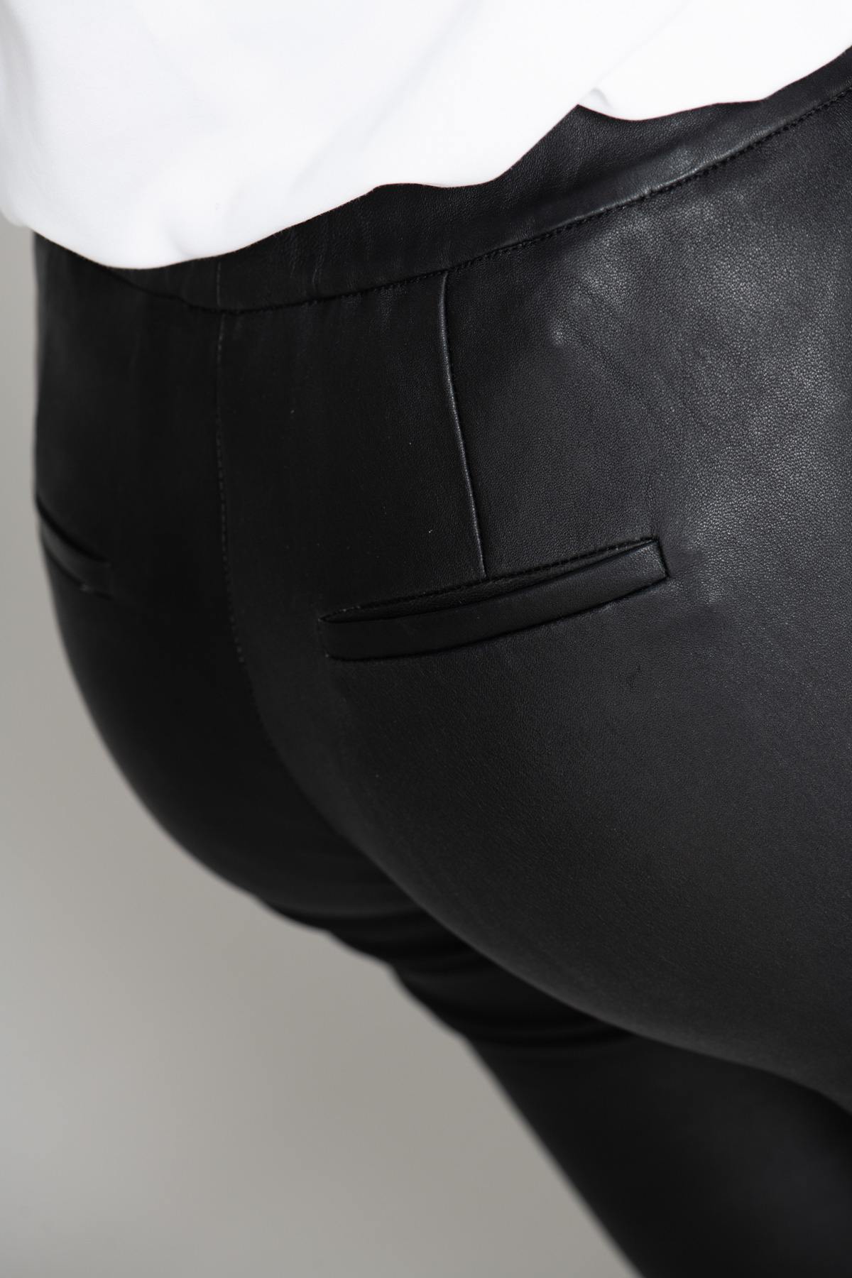 Genuine leather stretch pants - Image n°5