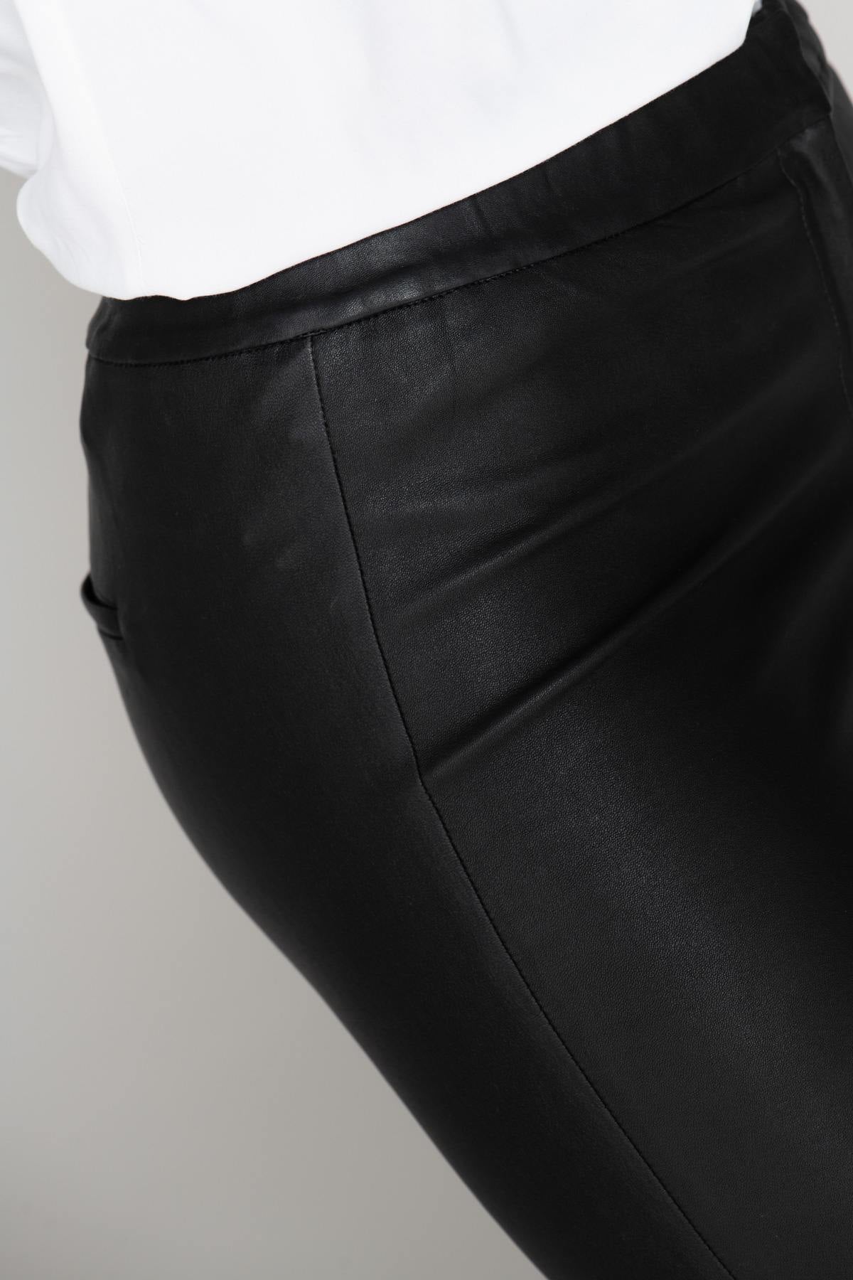 Genuine leather stretch pants - Image n°3