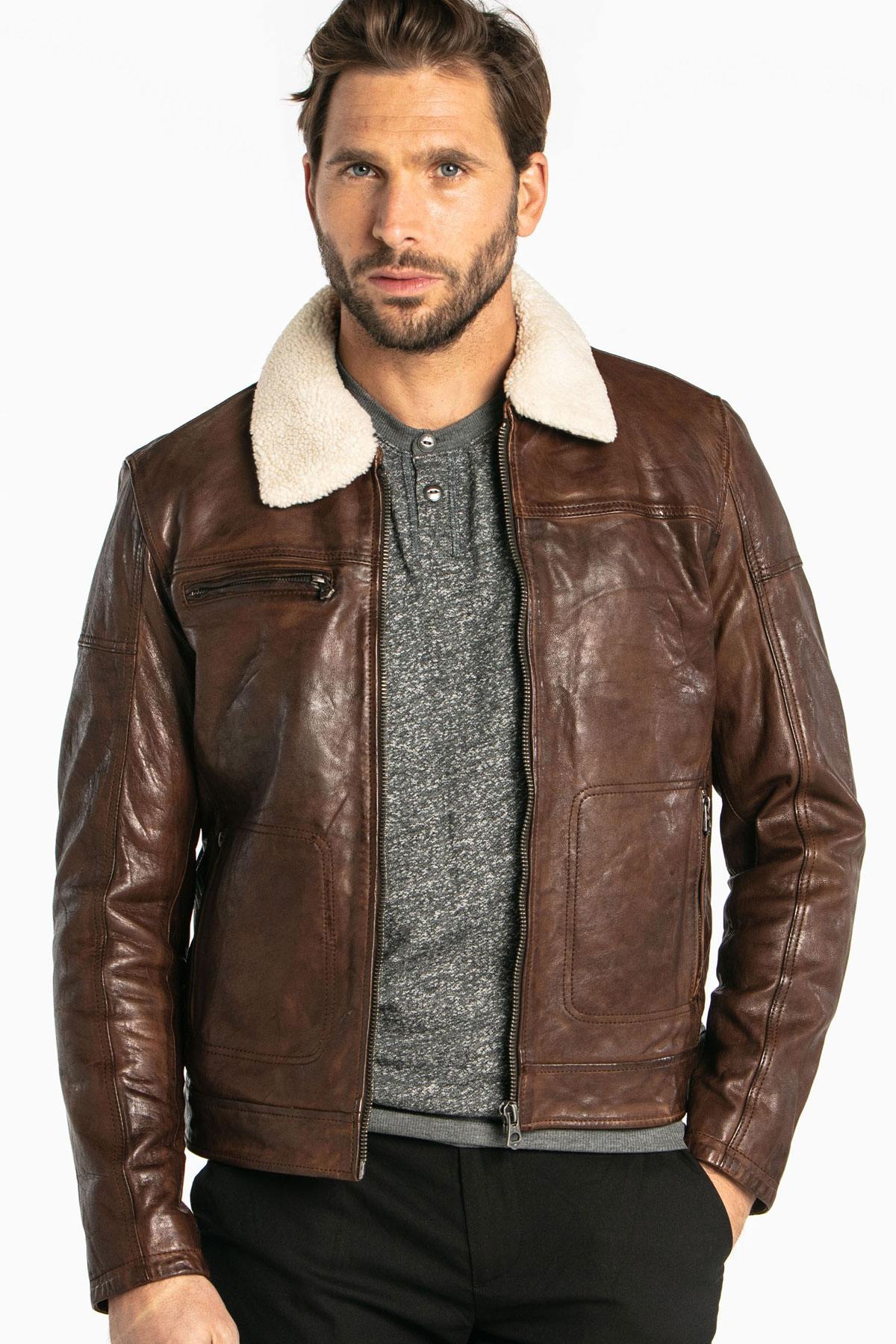 Washed lambskin bomber jacket - Image n°1