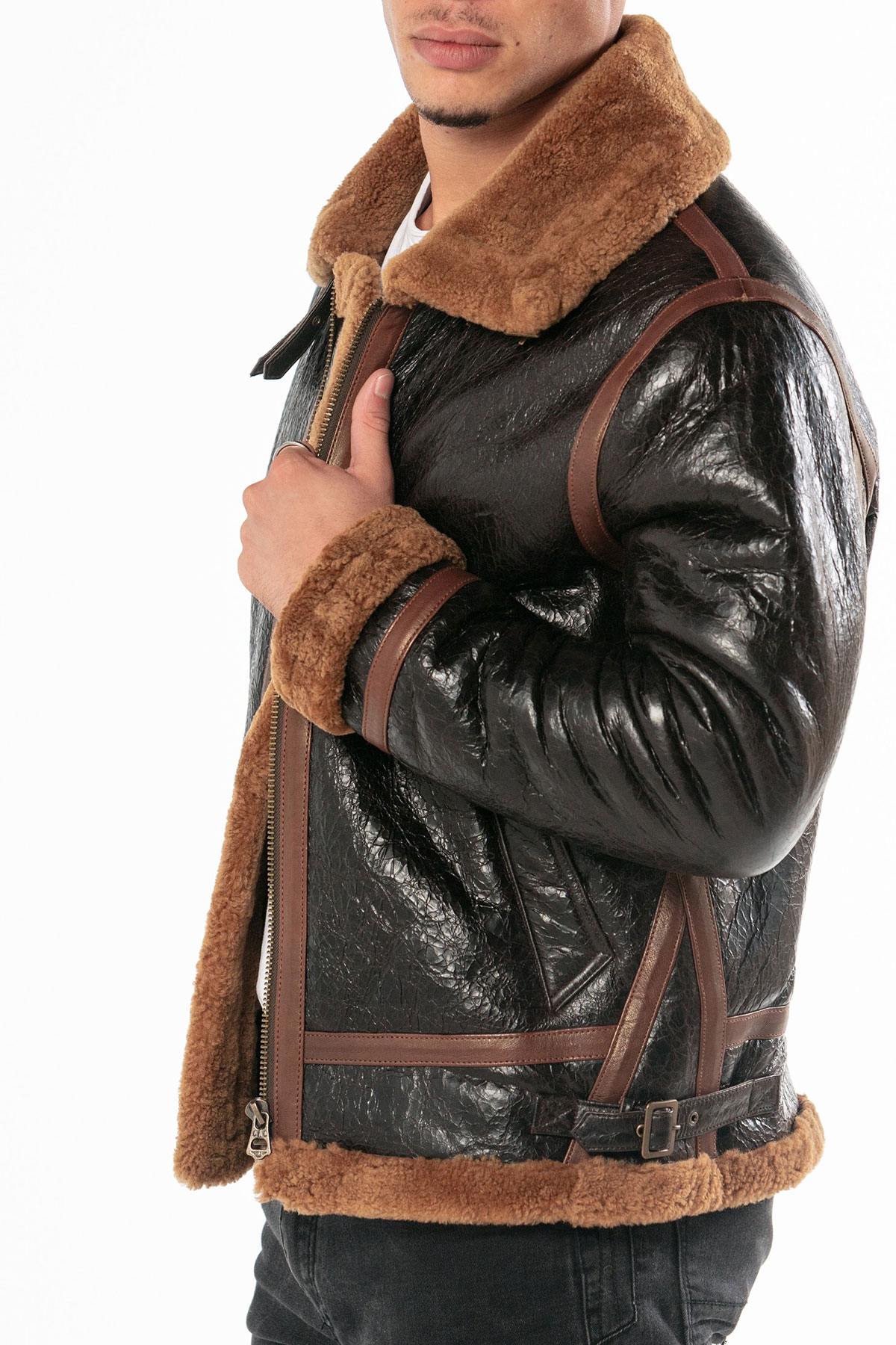 Genuine weathered and oiled leather bomber - Image n°3