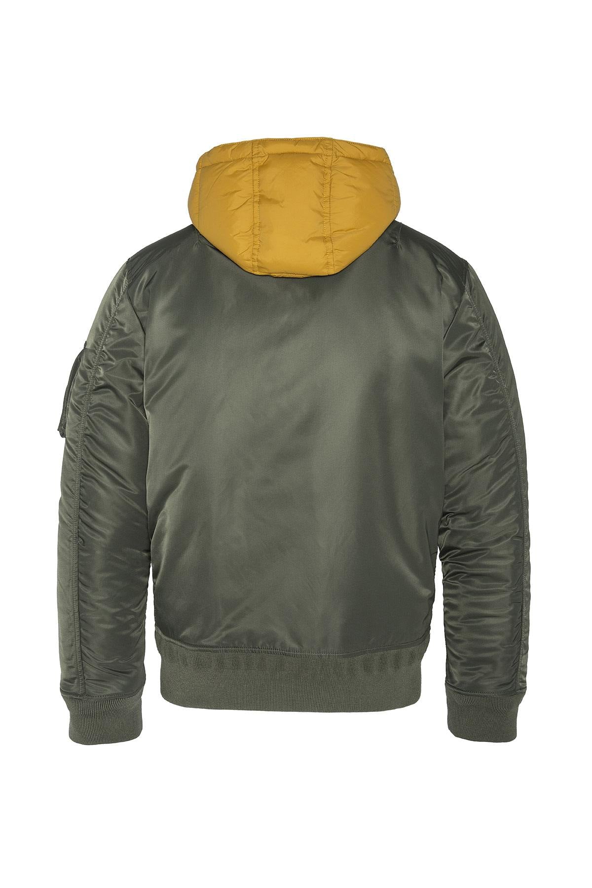 Khaki bomber with yellow removable hood - Image n°11