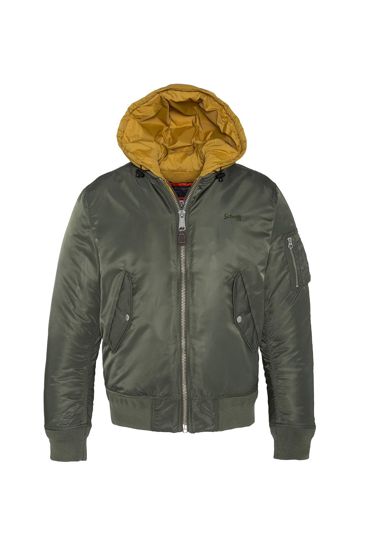 Khaki bomber with yellow removable hood - Image n°8