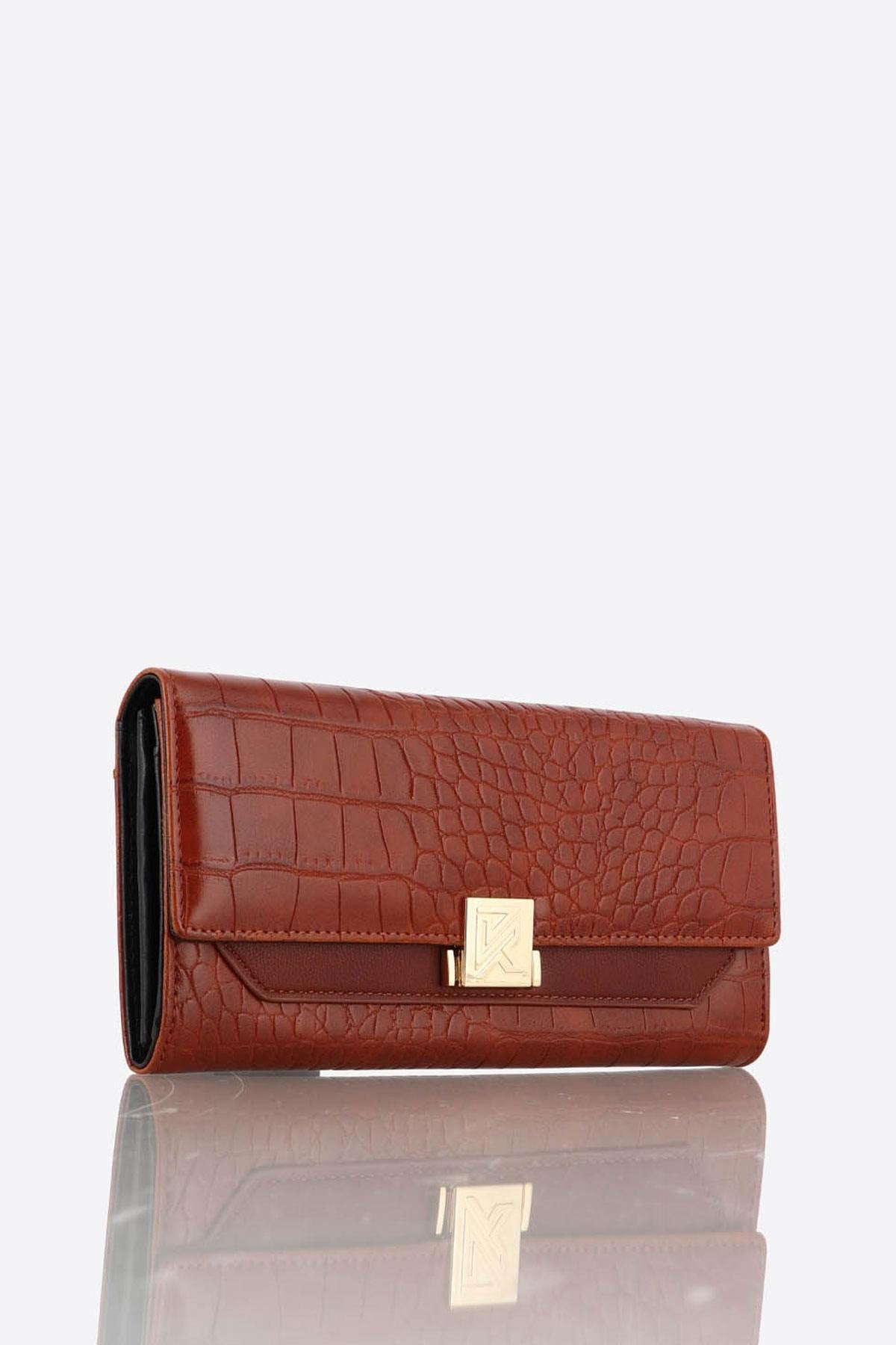 Faux crocodile leather wallet pouch - Image n°1