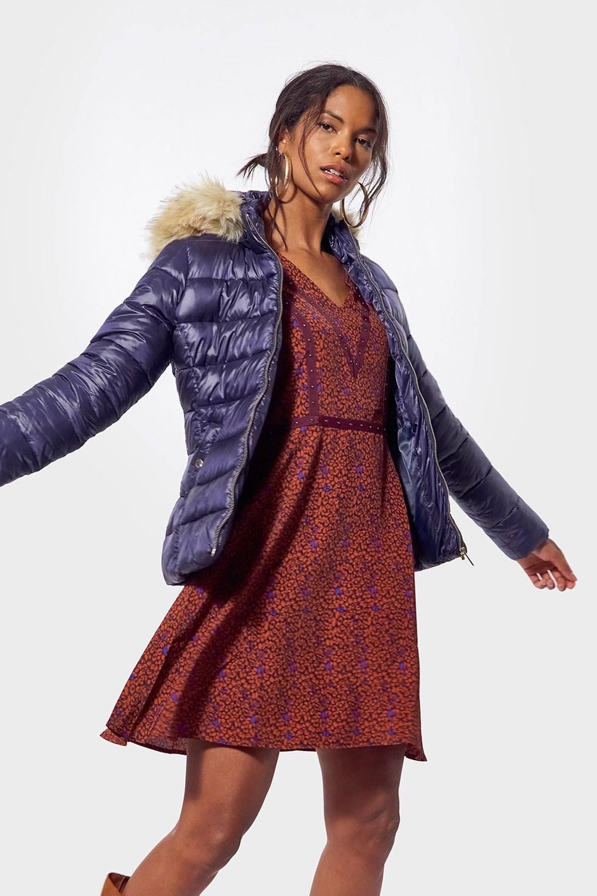 Women's blue down jacket - Image n°1