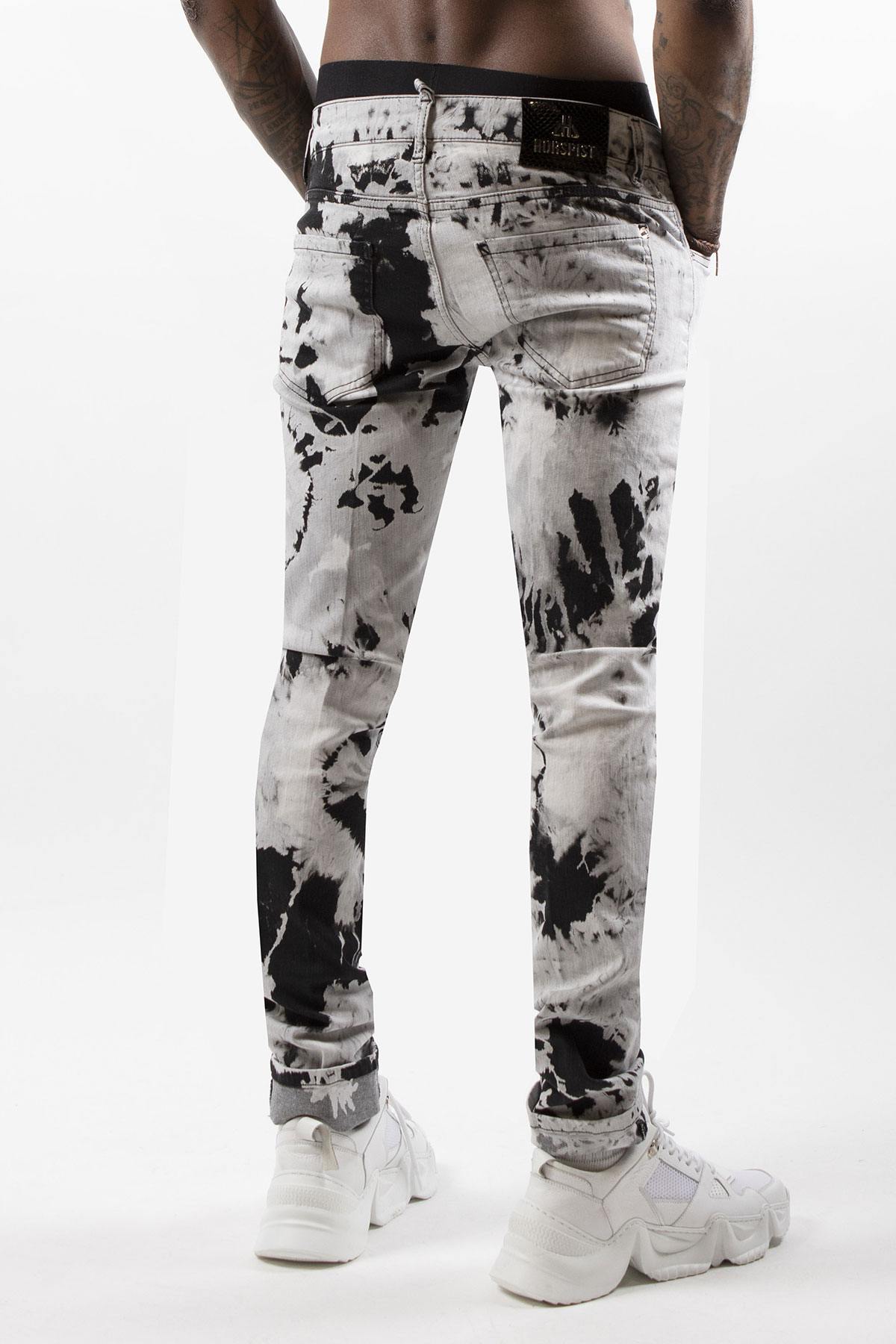 Black and white patterned fashion jeans - Image n°1