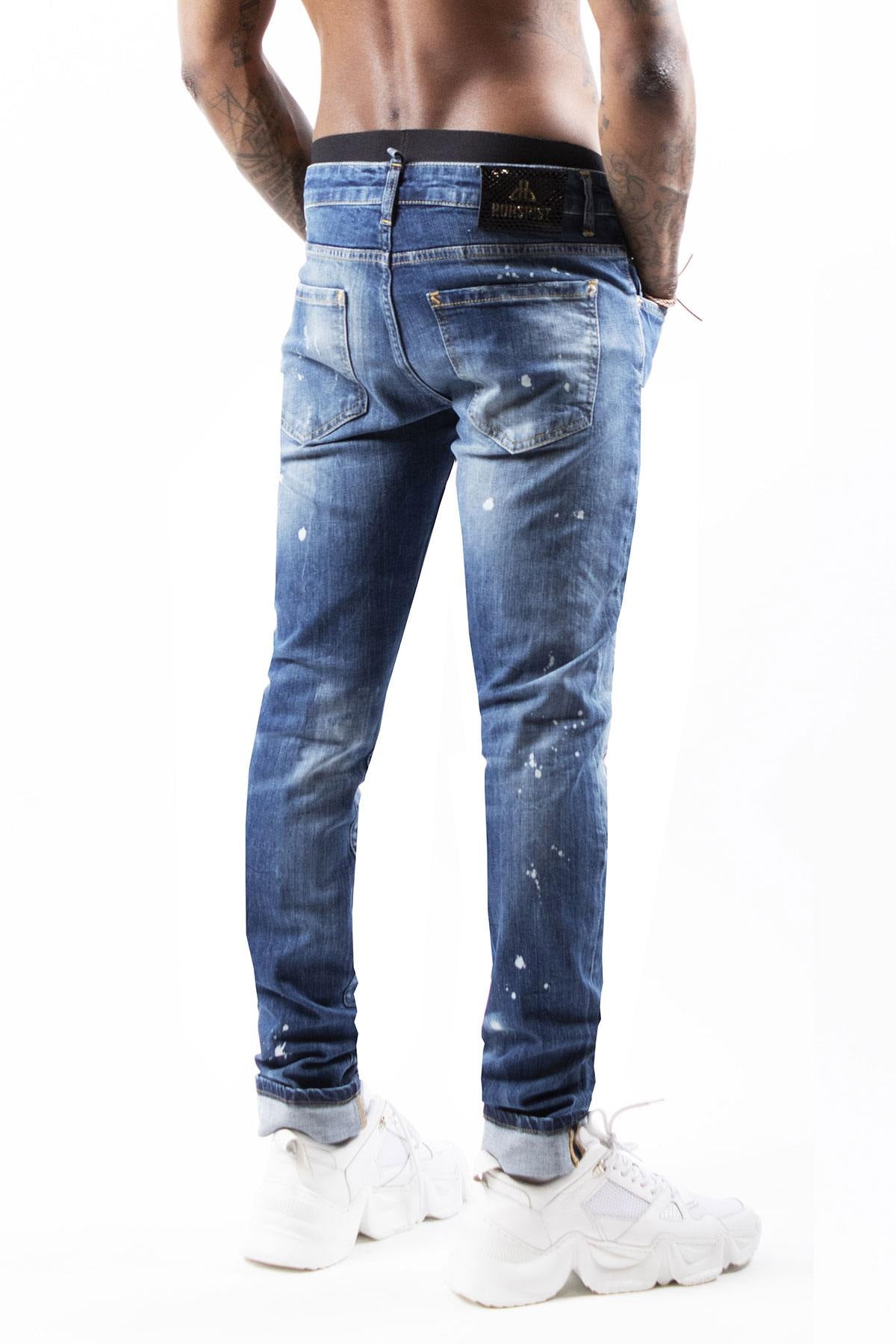 Destroyed faded blue jeans - Image n°2