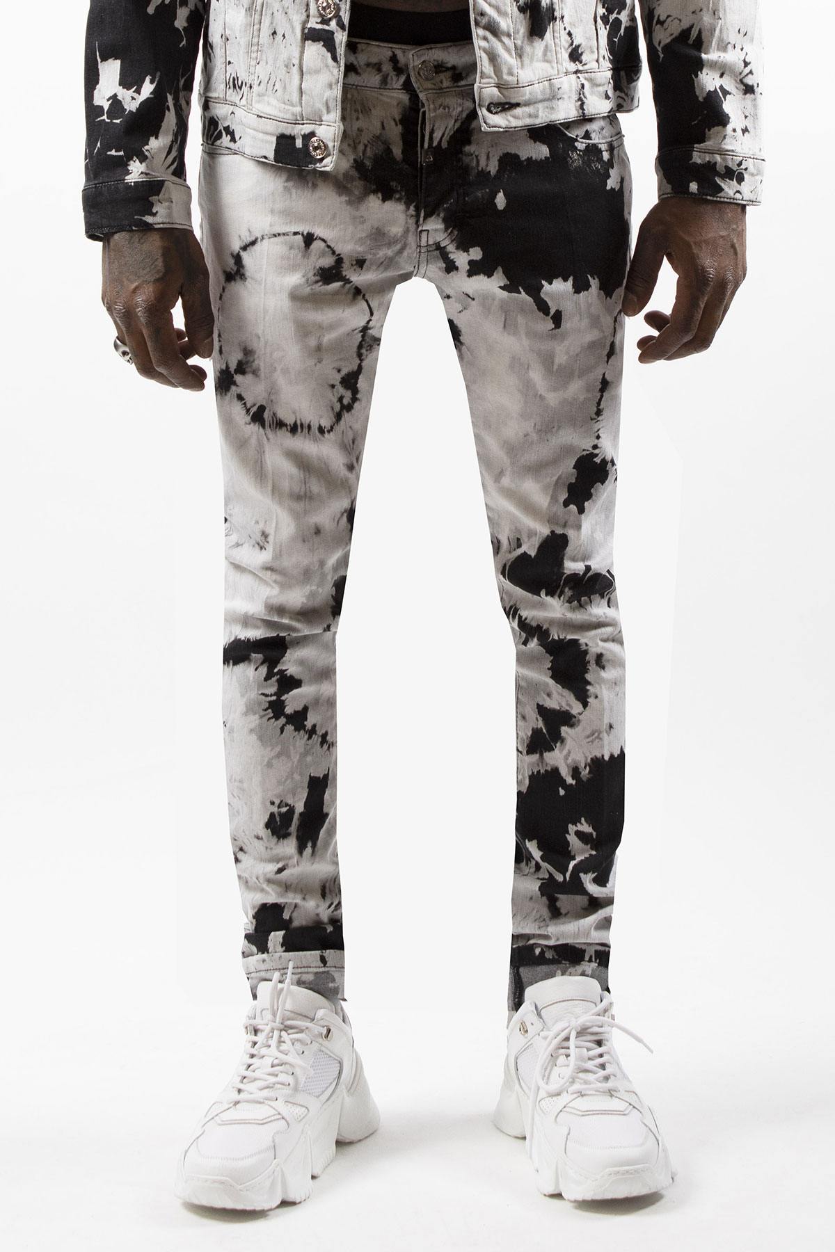 Black and white patterned fashion jeans - Image n°2