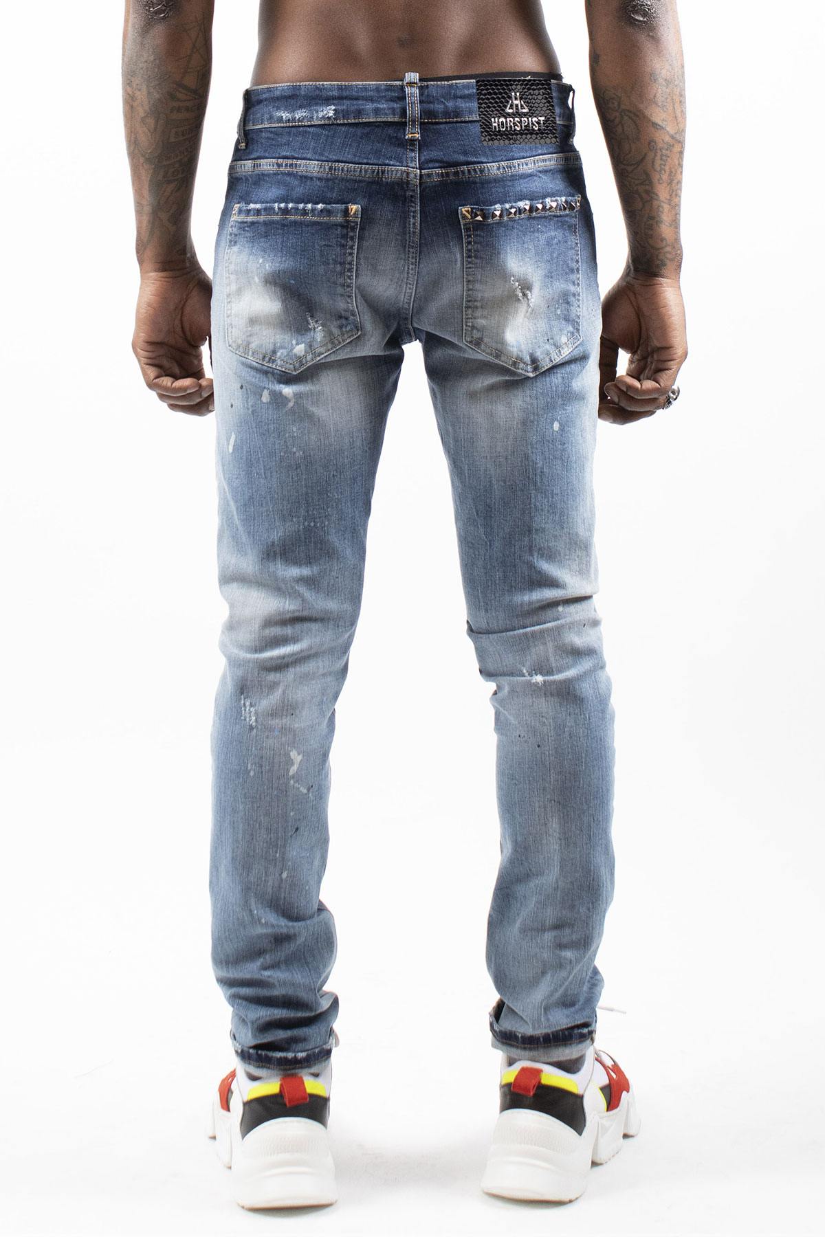 Men's washed blue jeans - Image n°2